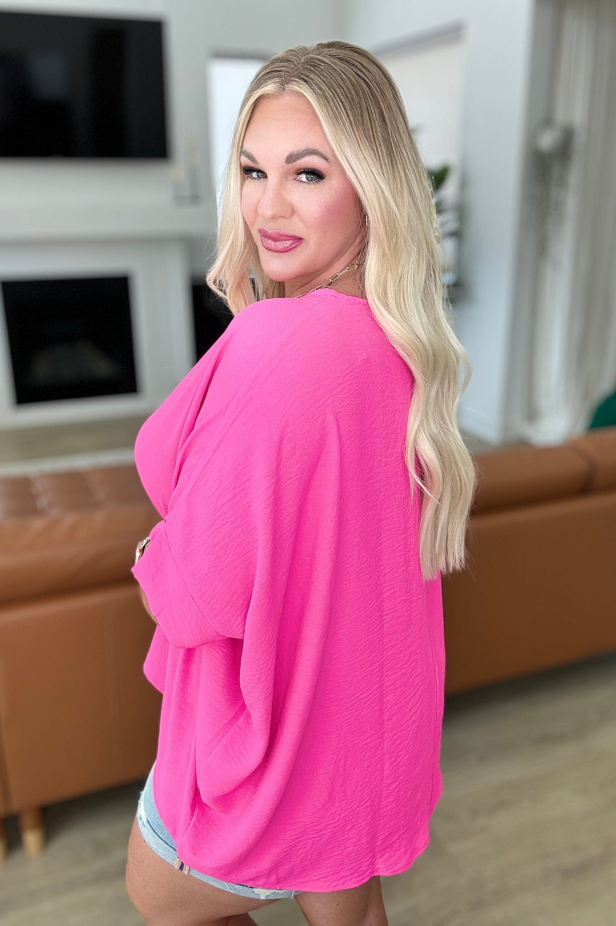 Feels Like Me Dolman Sleeve Top in Hot Pink-Tops-Stay Foxy Boutique, Florissant, Missouri