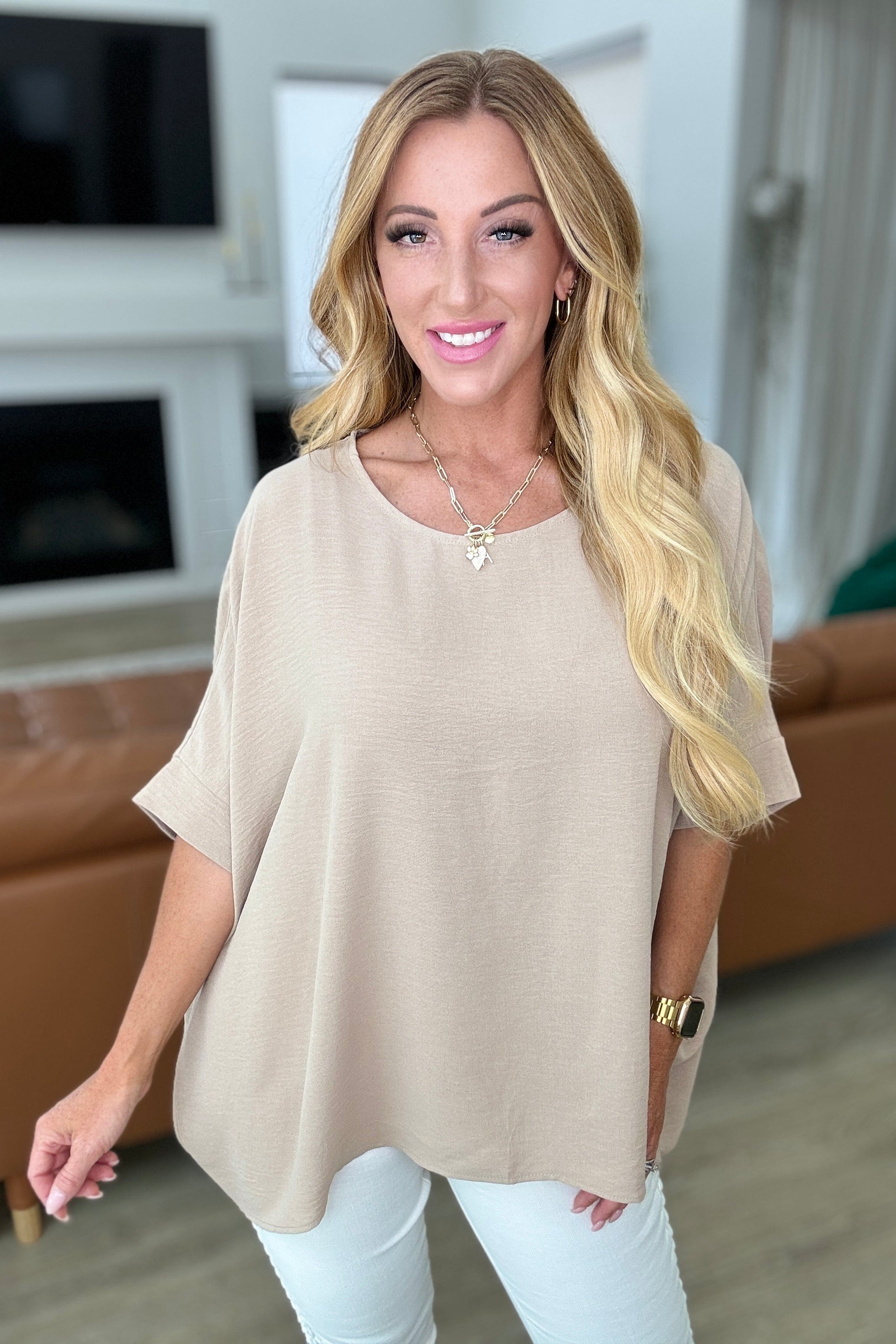 Feels Like Me Dolman Sleeve Top in Taupe-Tops-Stay Foxy Boutique, Florissant, Missouri