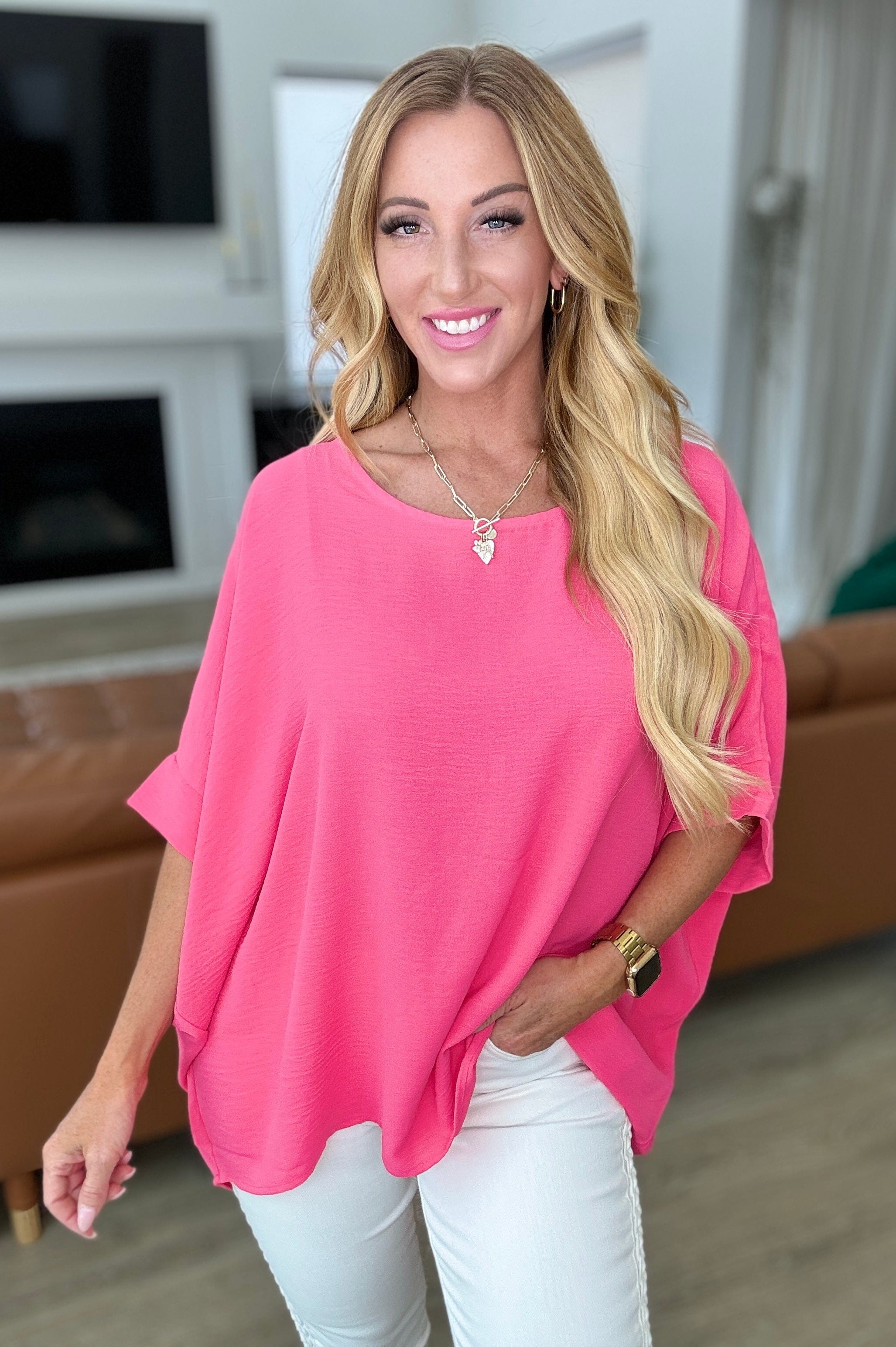 Feels Like Me Dolman Sleeve Top in Bubble Gum Pink-Tops-Stay Foxy Boutique, Florissant, Missouri