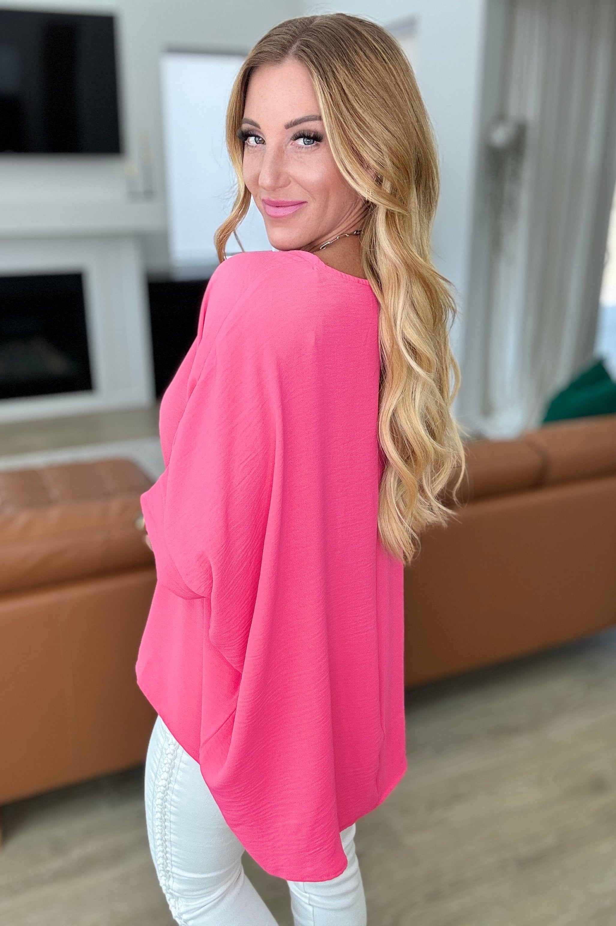 Feels Like Me Dolman Sleeve Top in Bubble Gum Pink-Tops-Stay Foxy Boutique, Florissant, Missouri