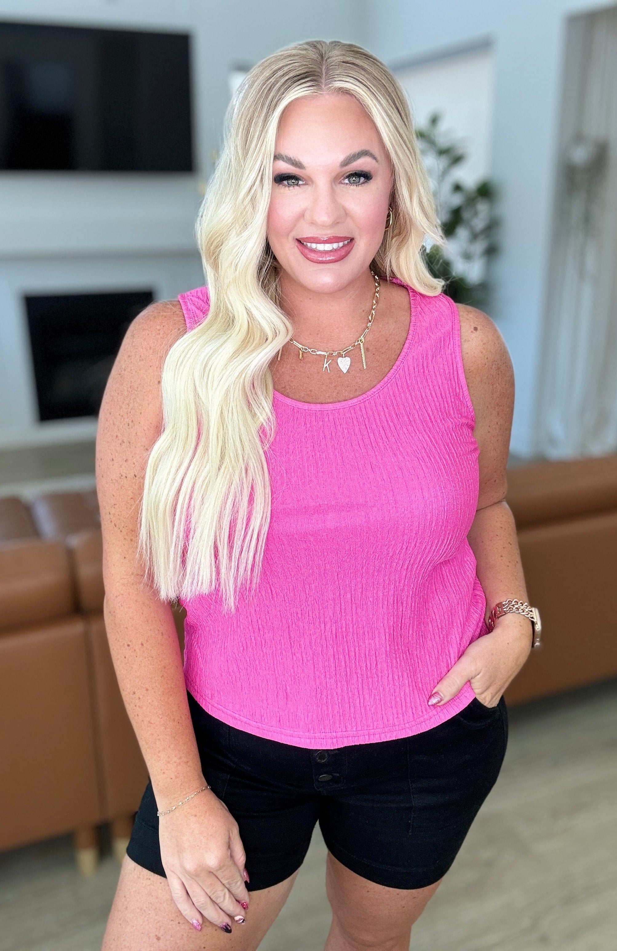 Not A Worry Textured Tank-Tops-Stay Foxy Boutique, Florissant, Missouri