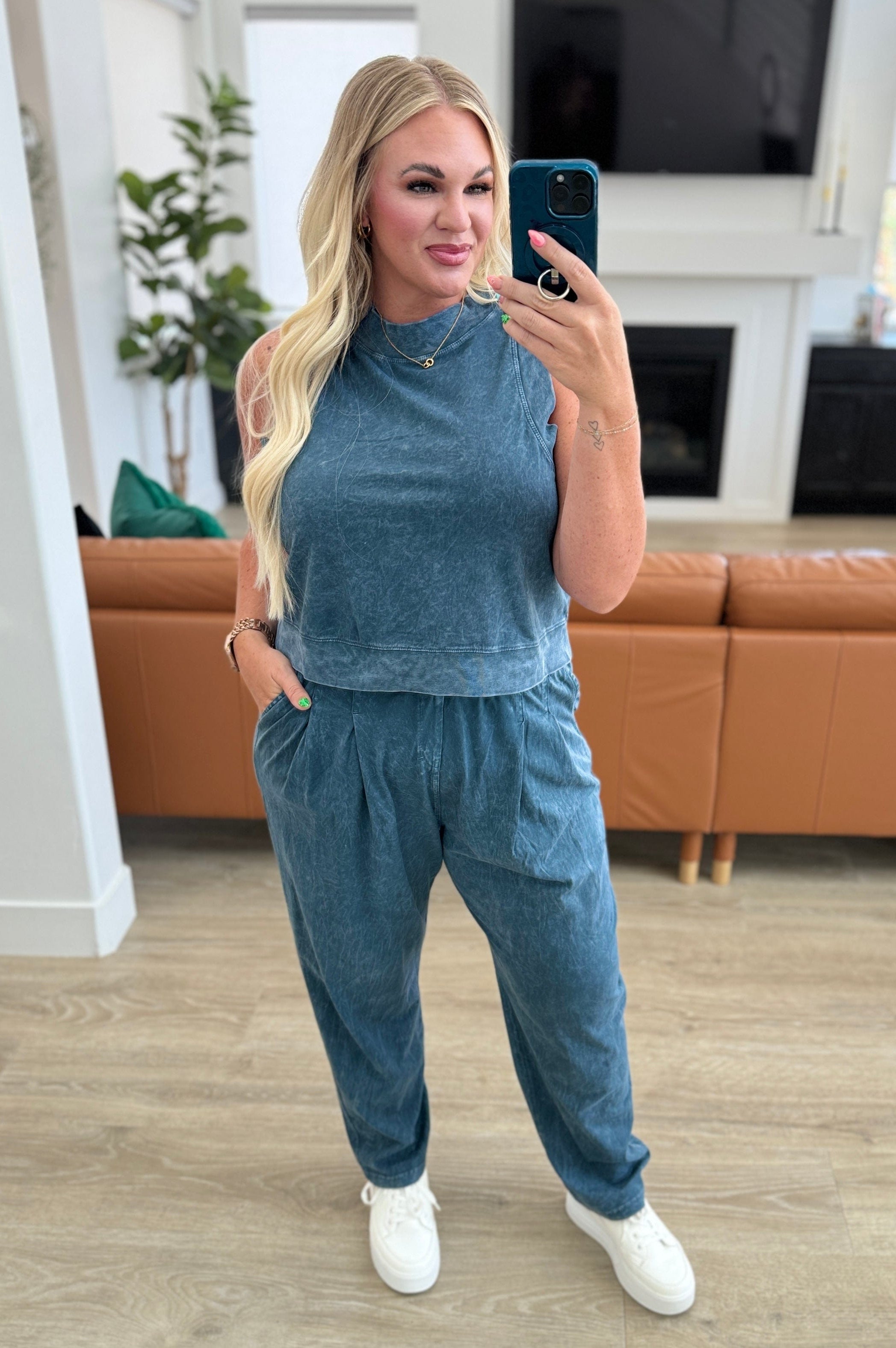 Limber Up Tapered Leg Joggers in Slate Blue-Athleisure-Stay Foxy Boutique, Florissant, Missouri