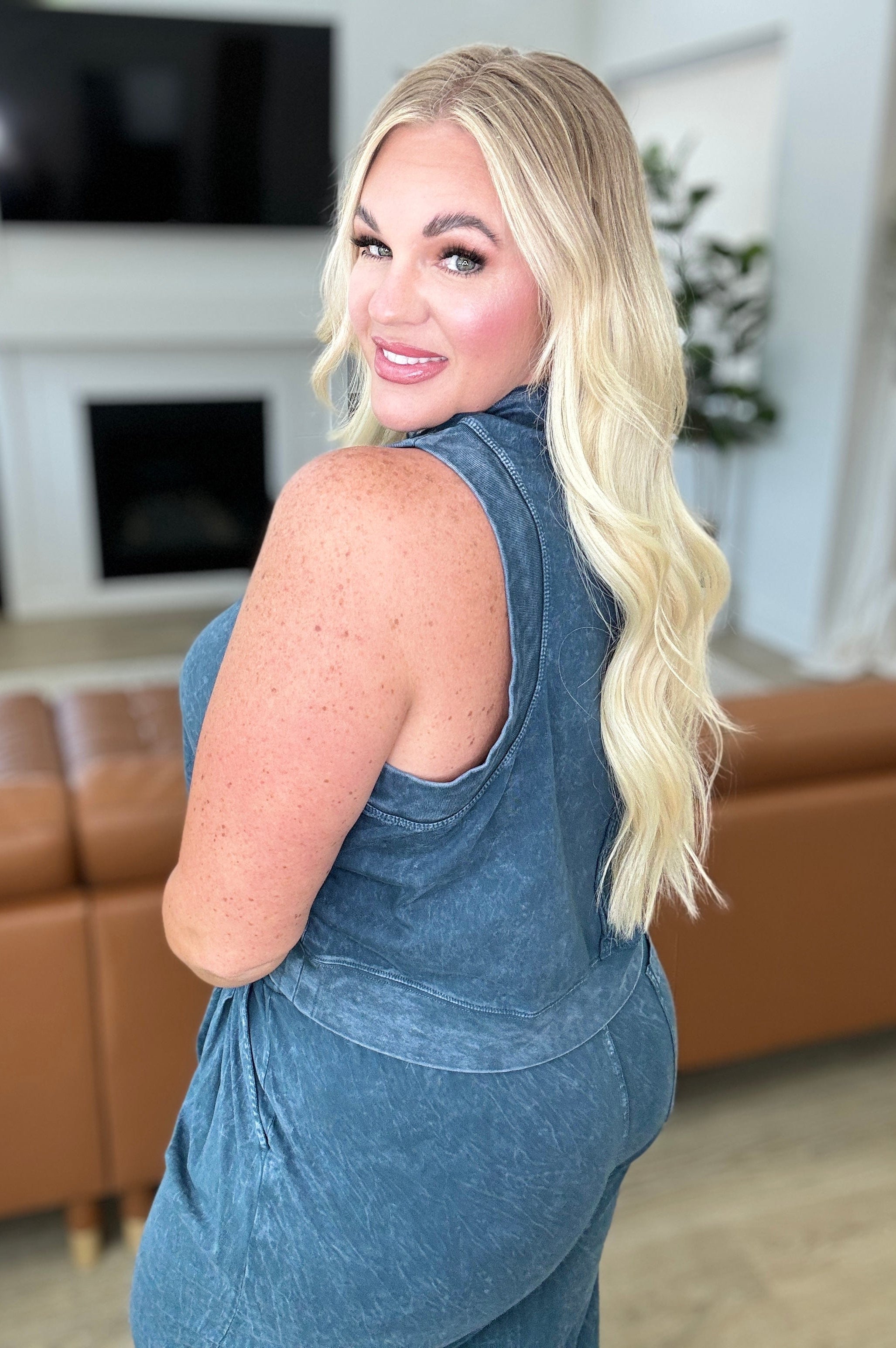 Chasing the Gains Tank Top in Slate Blue-Tops-Stay Foxy Boutique, Florissant, Missouri