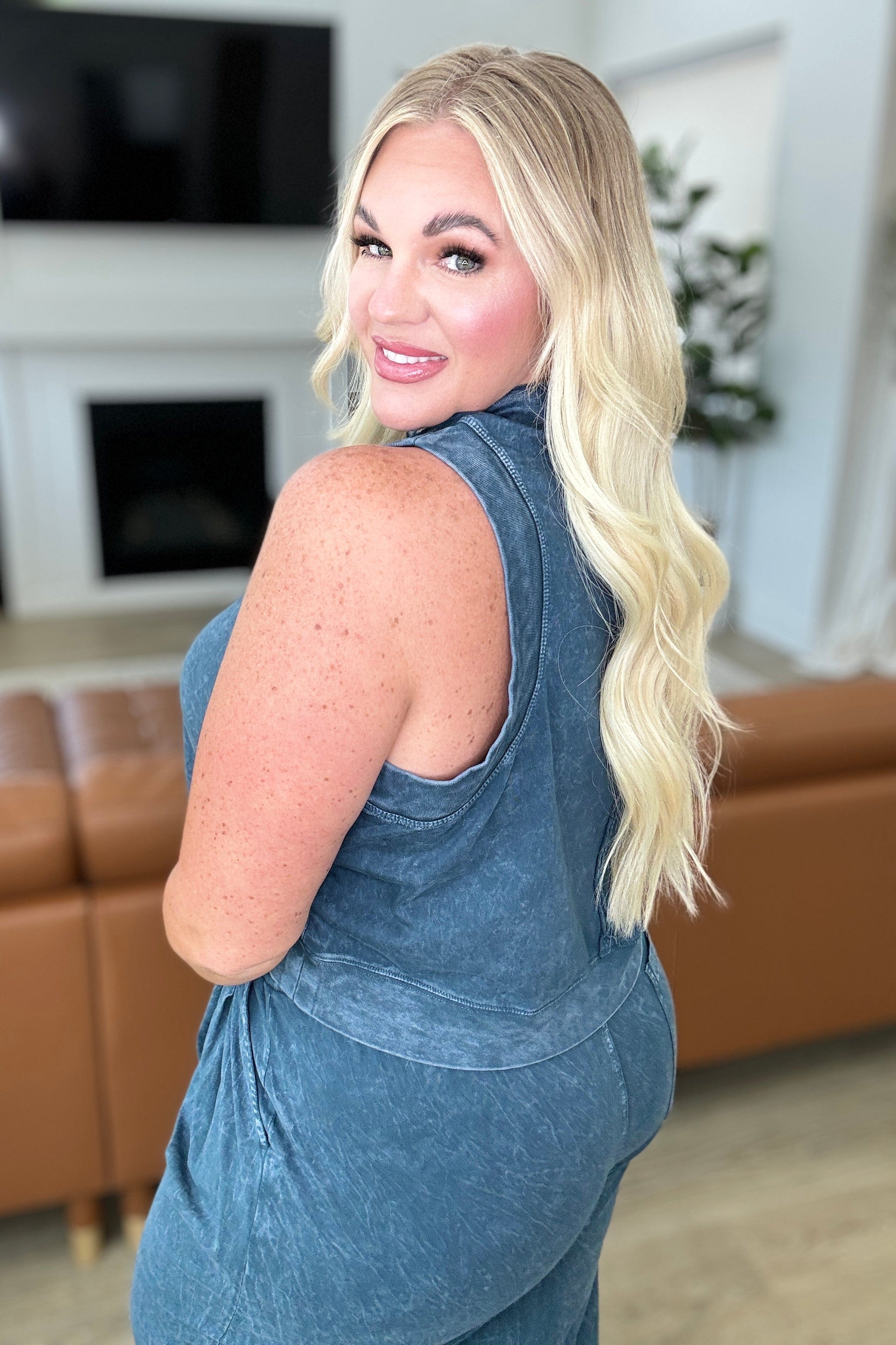 Chasing the Gains Tank Top in Slate Blue-Tops-Stay Foxy Boutique, Florissant, Missouri