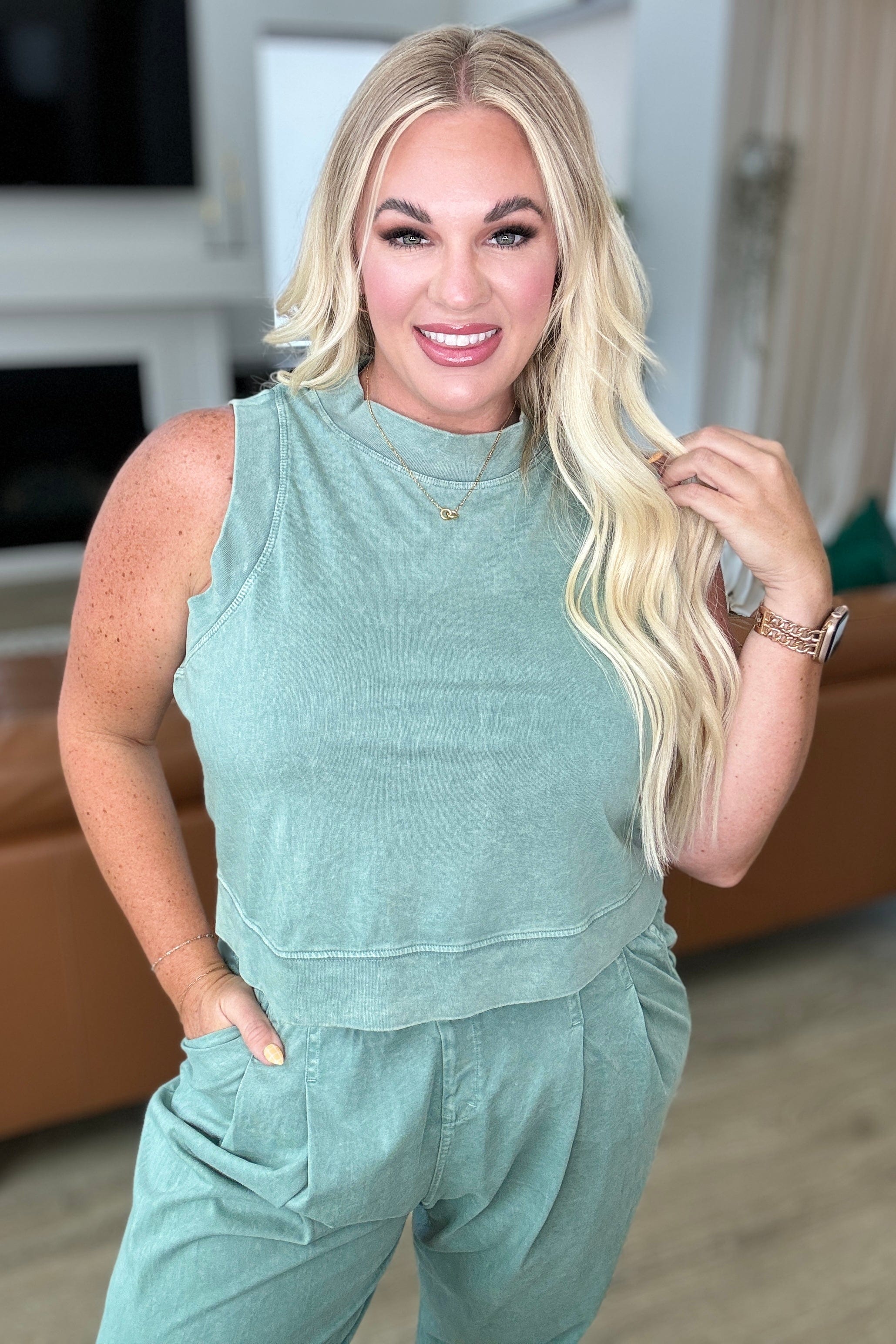 Chasing the Gains Tank Top in Olive-Tops-Stay Foxy Boutique, Florissant, Missouri