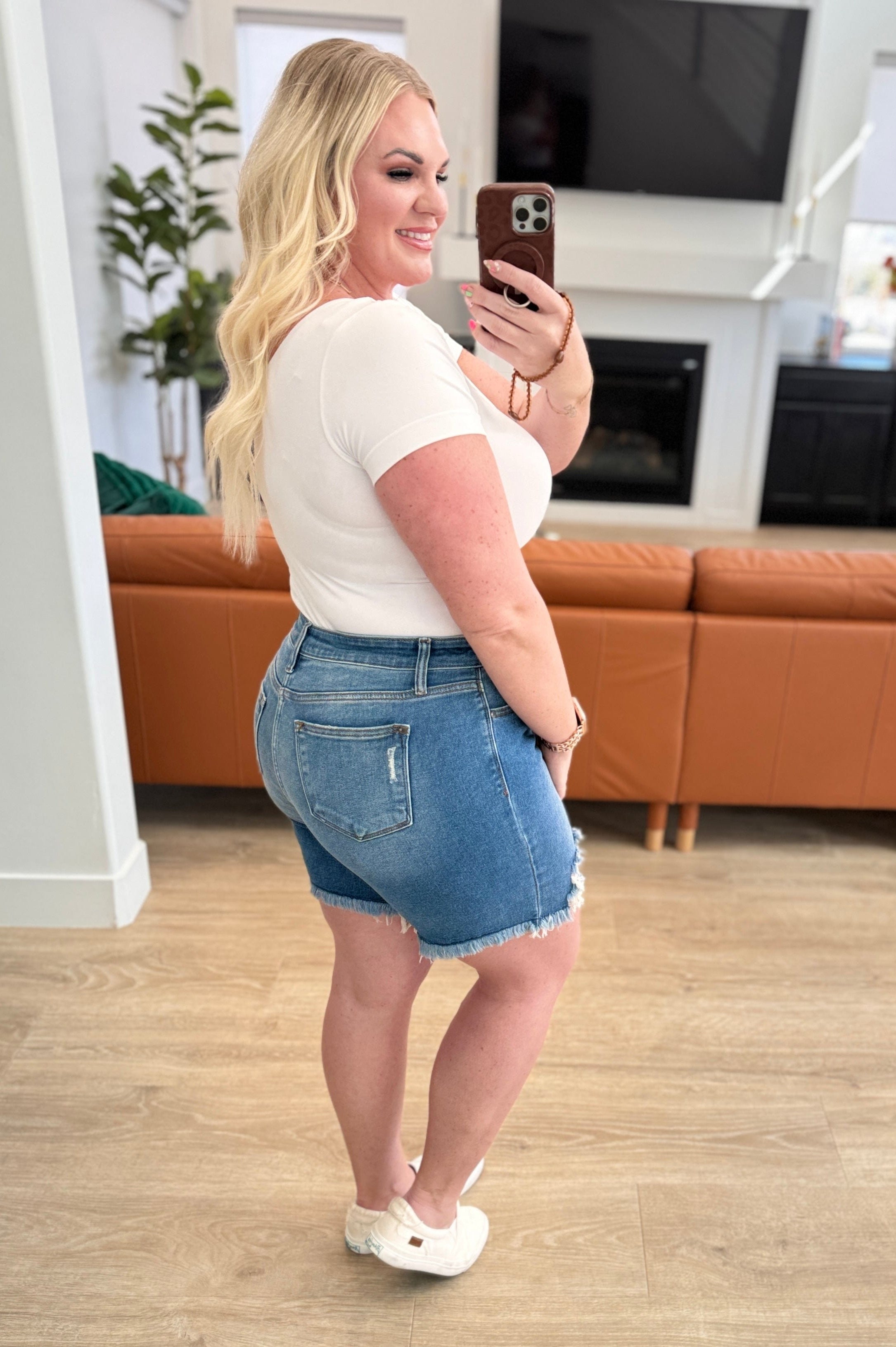 Kelsey Mid Rise Distressed Cutoff Shorts-Womens-Stay Foxy Boutique, Florissant, Missouri