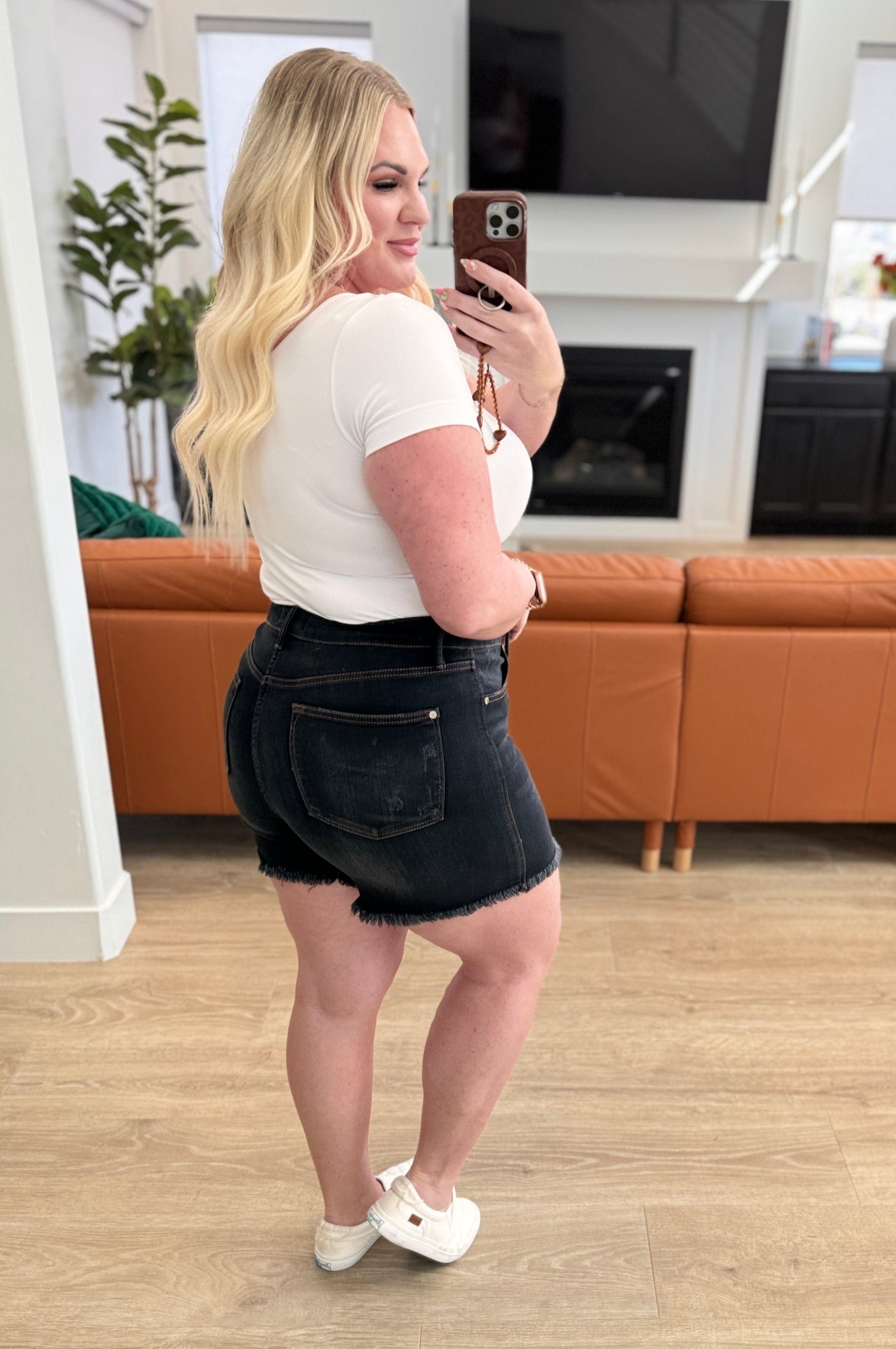 Ember High Rise Control Top Fray Hem Shorts-Womens-Stay Foxy Boutique, Florissant, Missouri