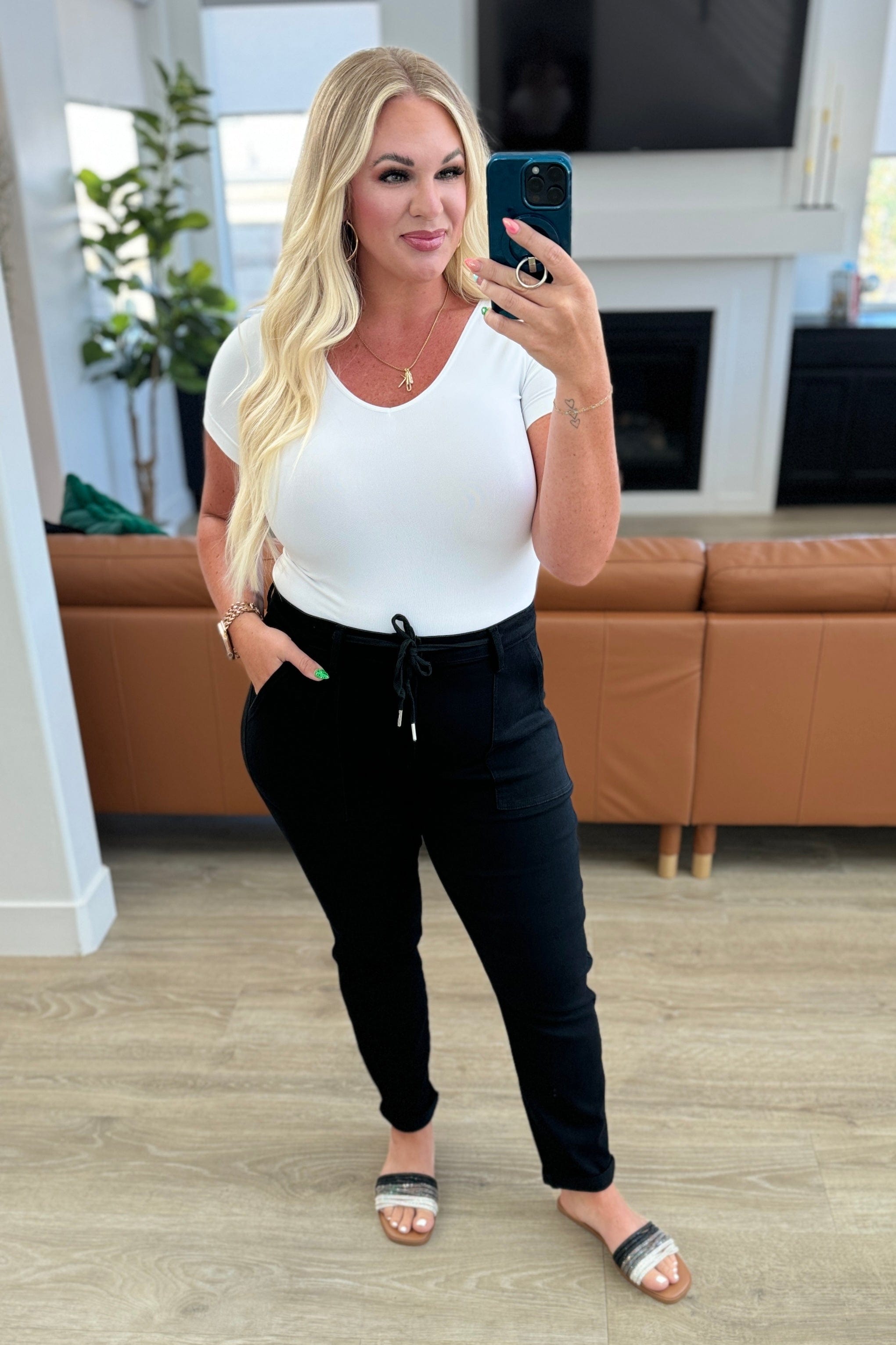 Carmen Double Cuff Joggers in Black-Athleisure-Stay Foxy Boutique, Florissant, Missouri