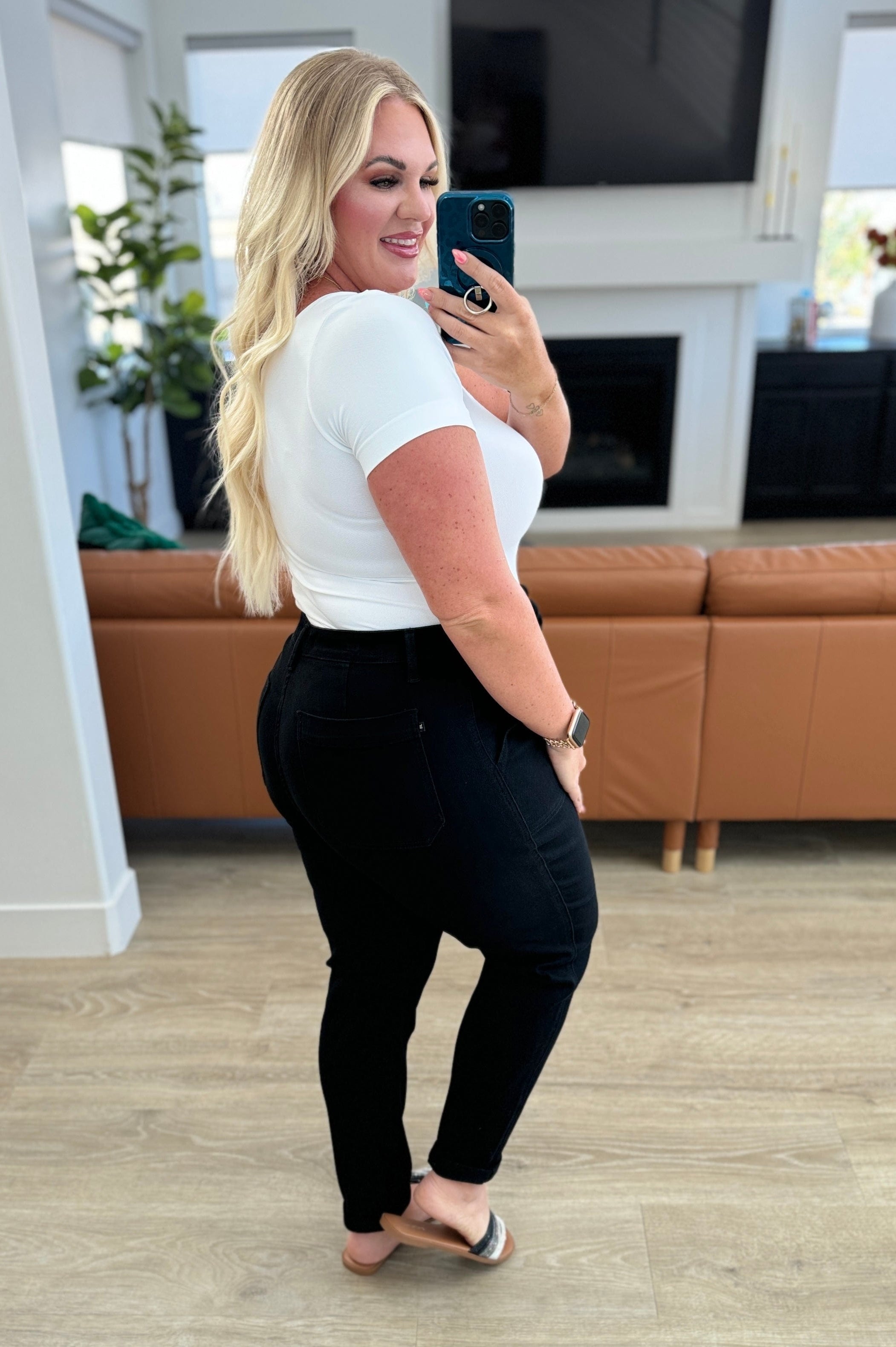 Carmen Double Cuff Joggers in Black-Athleisure-Stay Foxy Boutique, Florissant, Missouri