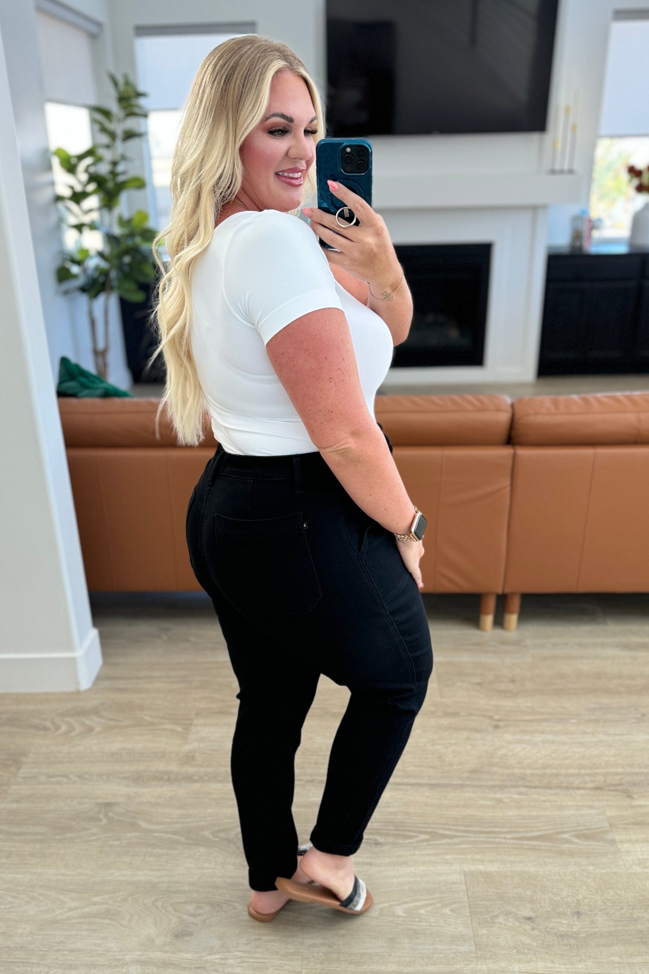 Carmen Double Cuff Joggers in Black-Athleisure-Stay Foxy Boutique, Florissant, Missouri