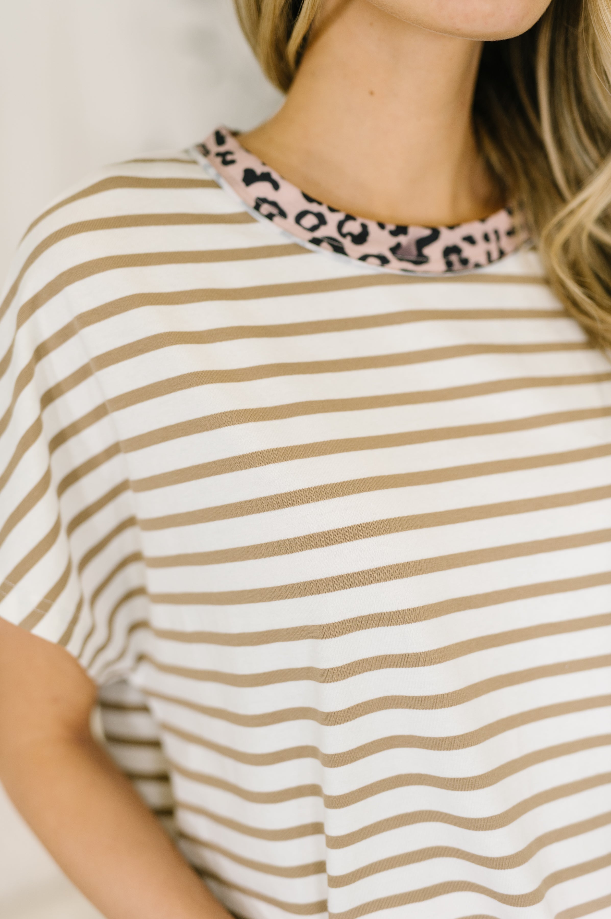 I Think I'm in Love Round Neck Loose Tee in Khaki Leopard-Womens-Stay Foxy Boutique, Florissant, Missouri