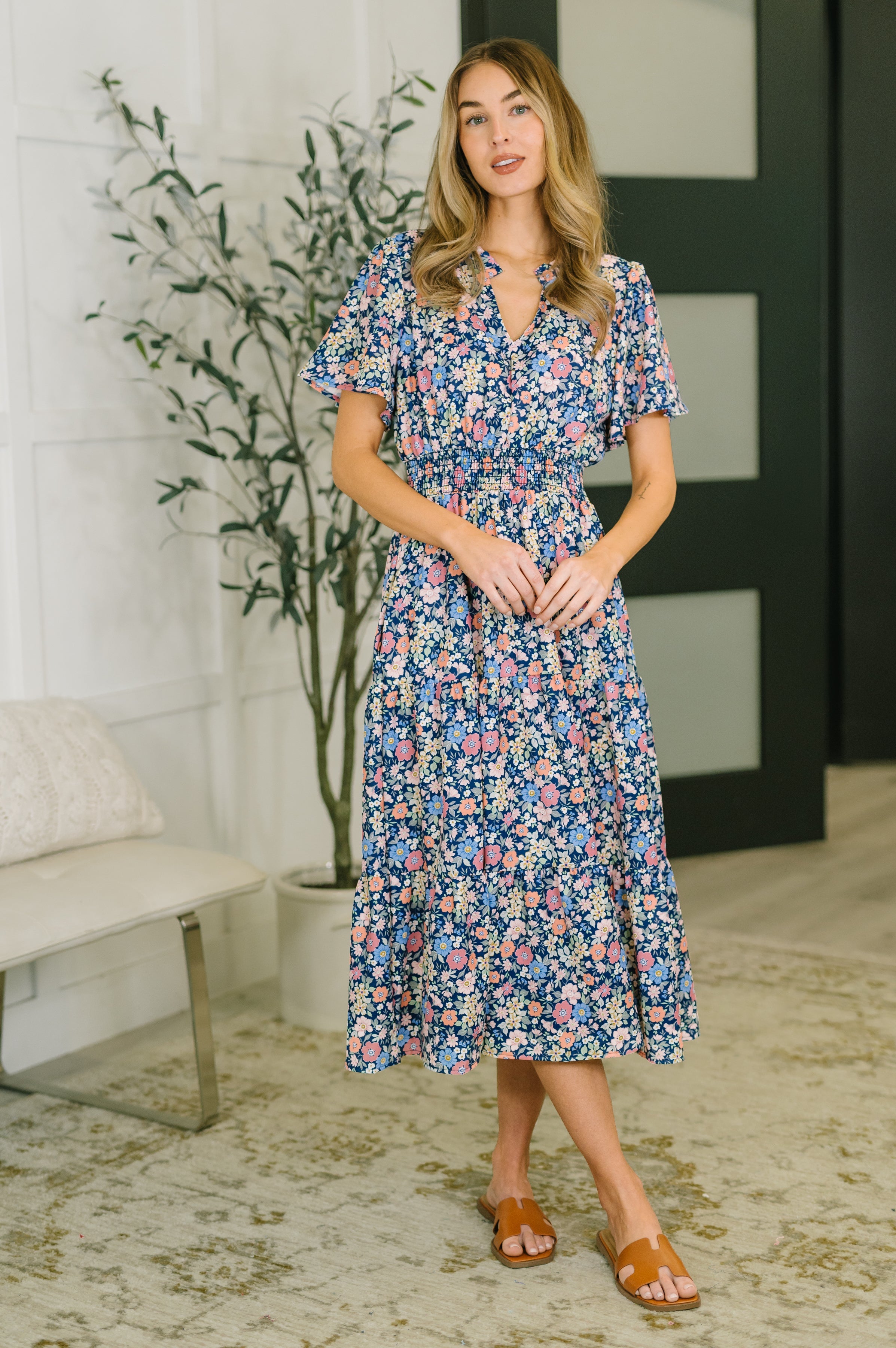 I Wanna Talk Notch Neck Midi Dress-Womens-Stay Foxy Boutique, Florissant, Missouri