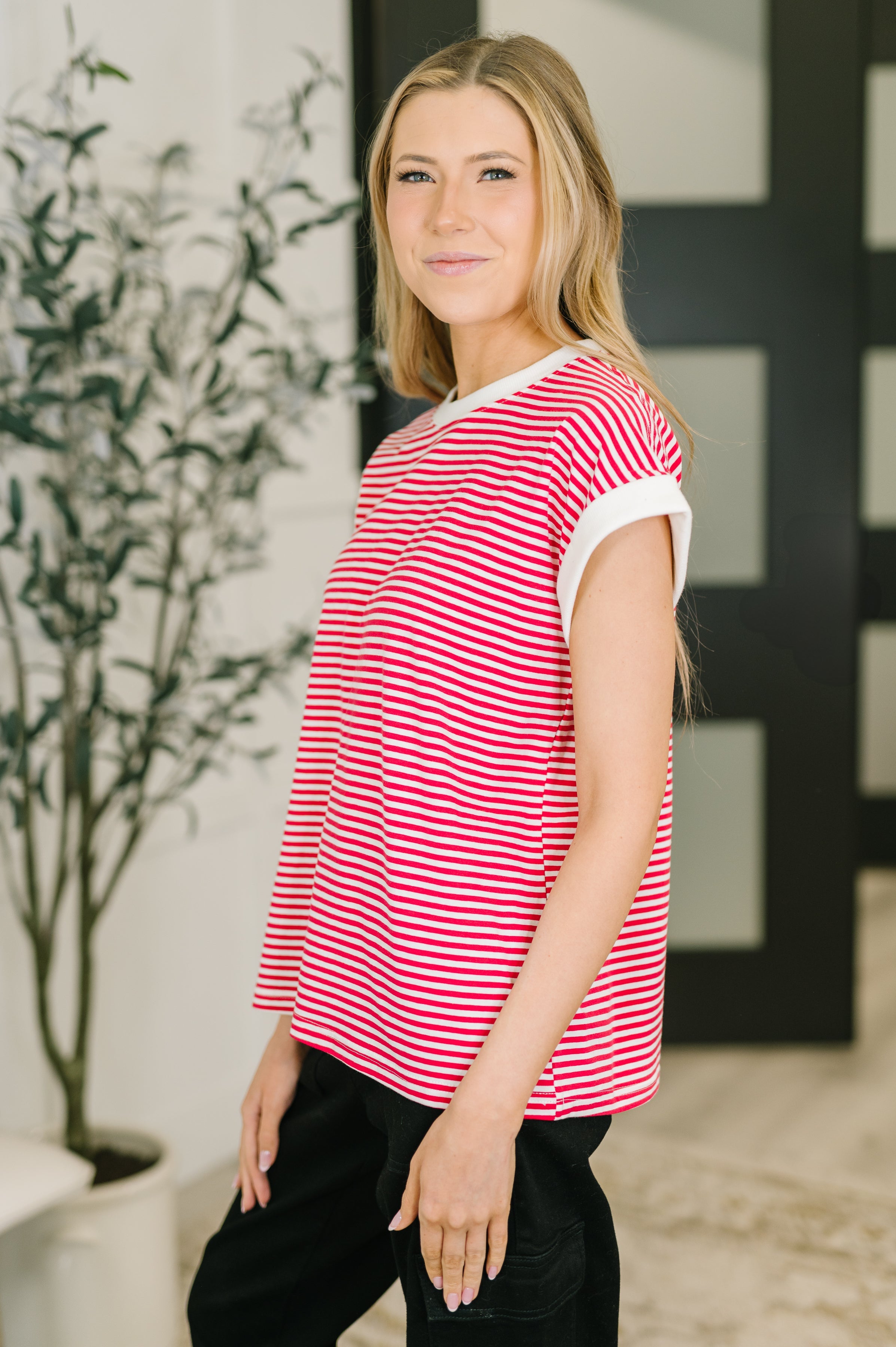 I Wouldn't Mind Short Sleeve Top in Ruby-Womens-Stay Foxy Boutique, Florissant, Missouri