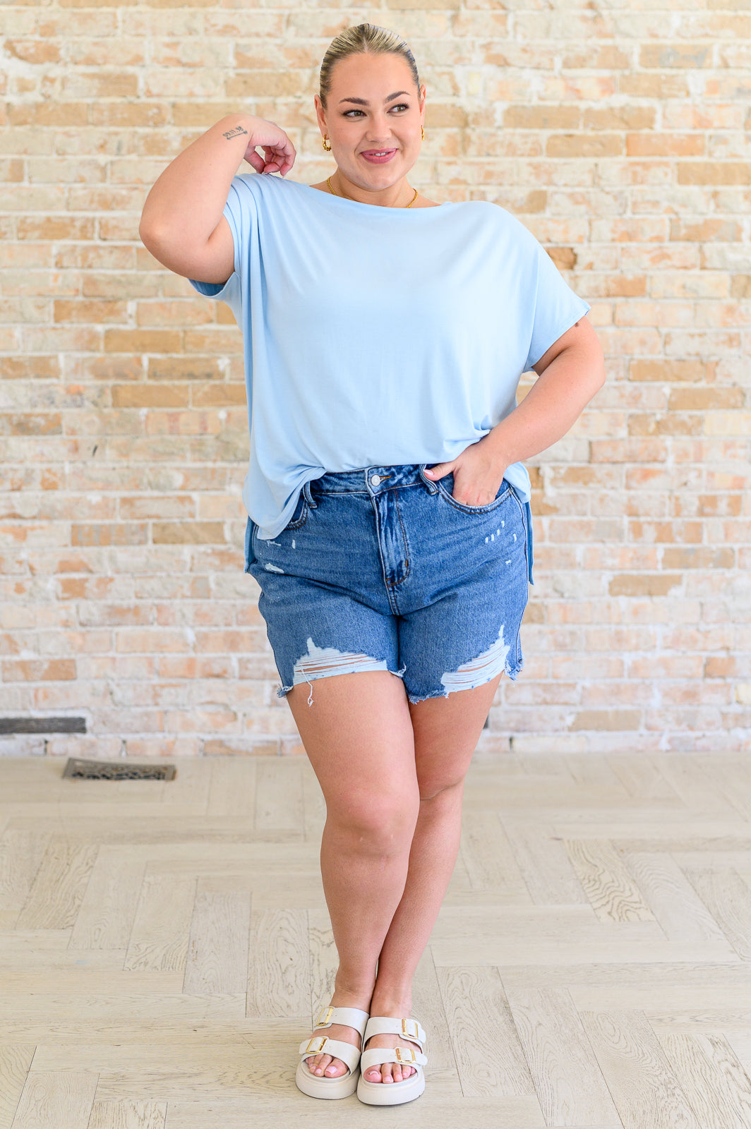 I'll Fly Away Round Neck Relaxed Top-Tops-Stay Foxy Boutique, Florissant, Missouri