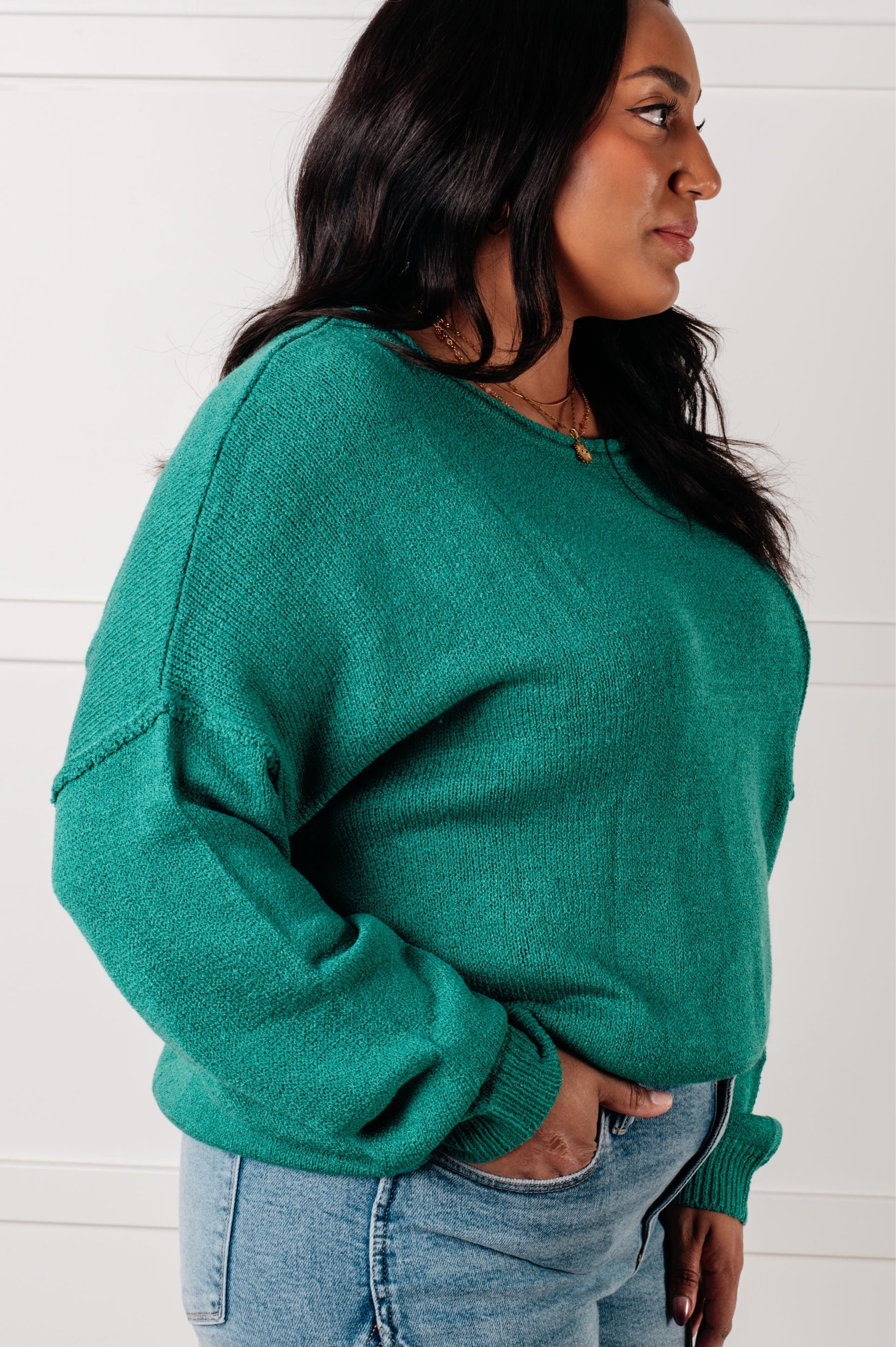 In Stitches Drop Shoulder Sweater-Tops-Stay Foxy Boutique, Florissant, Missouri