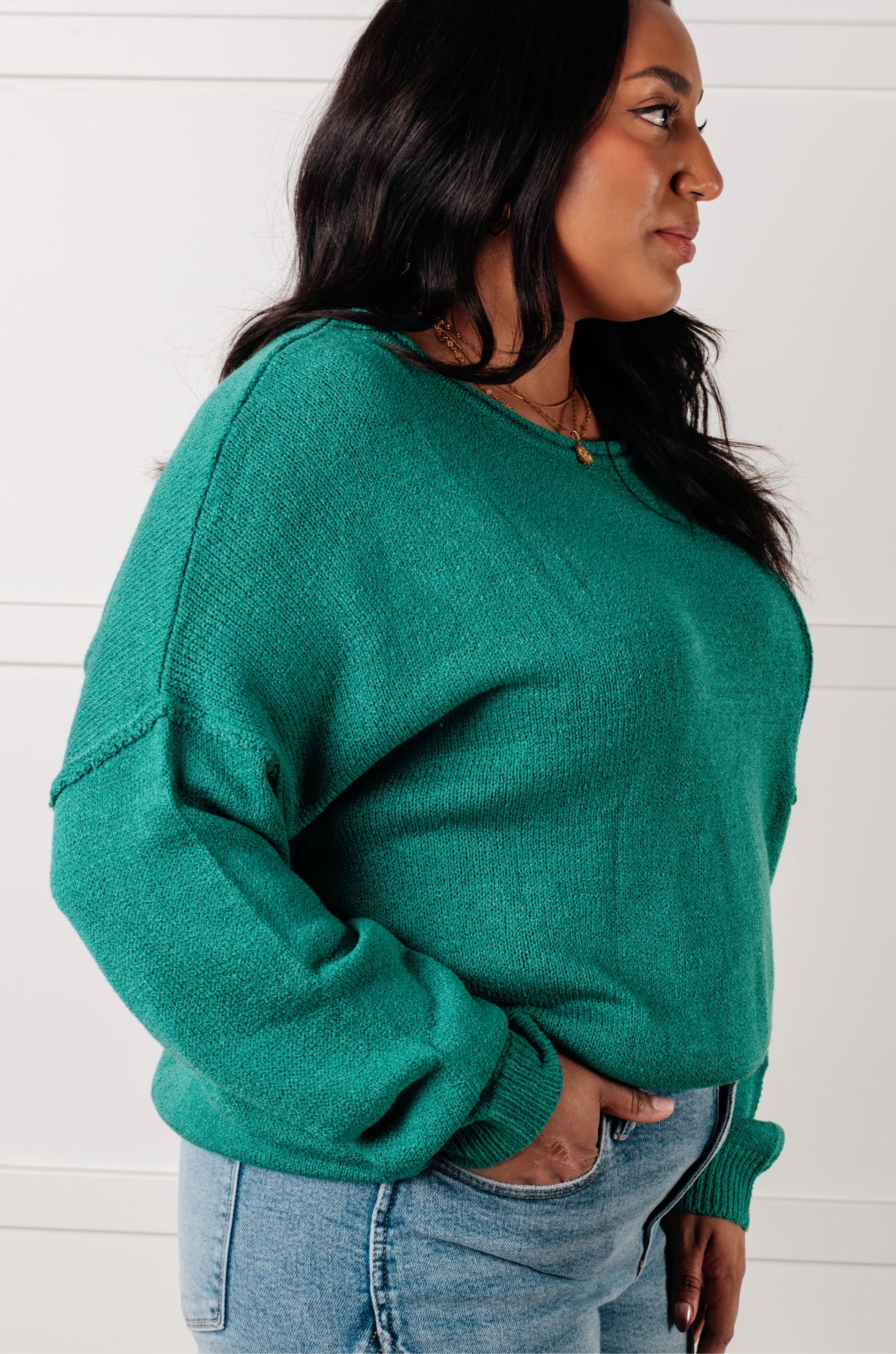 In Stitches Drop Shoulder Sweater-Tops-Stay Foxy Boutique, Florissant, Missouri