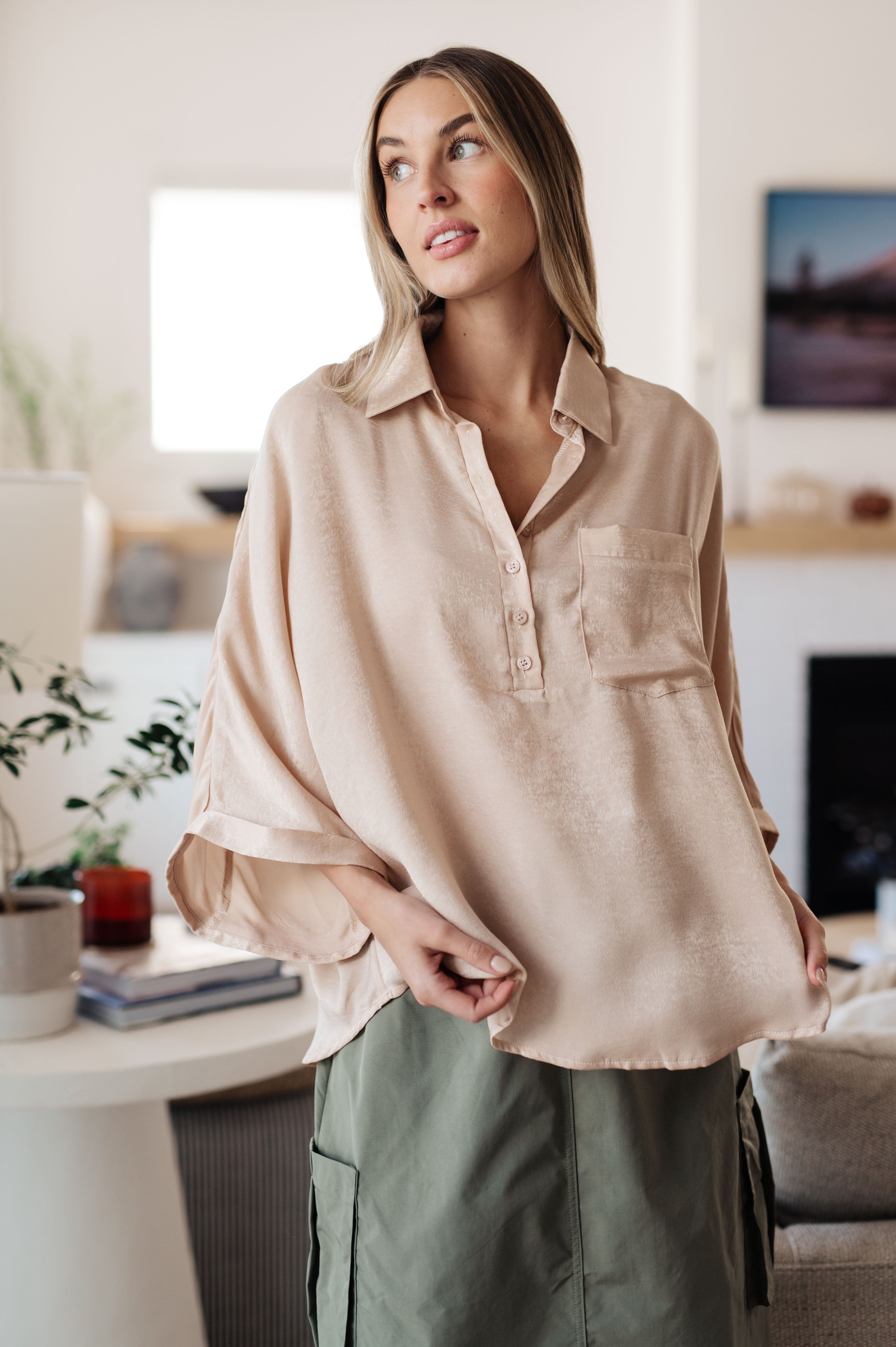 In Your Thoughts Oversized Dolman Sleeve Top in Champagne-Tops-Stay Foxy Boutique, Florissant, Missouri