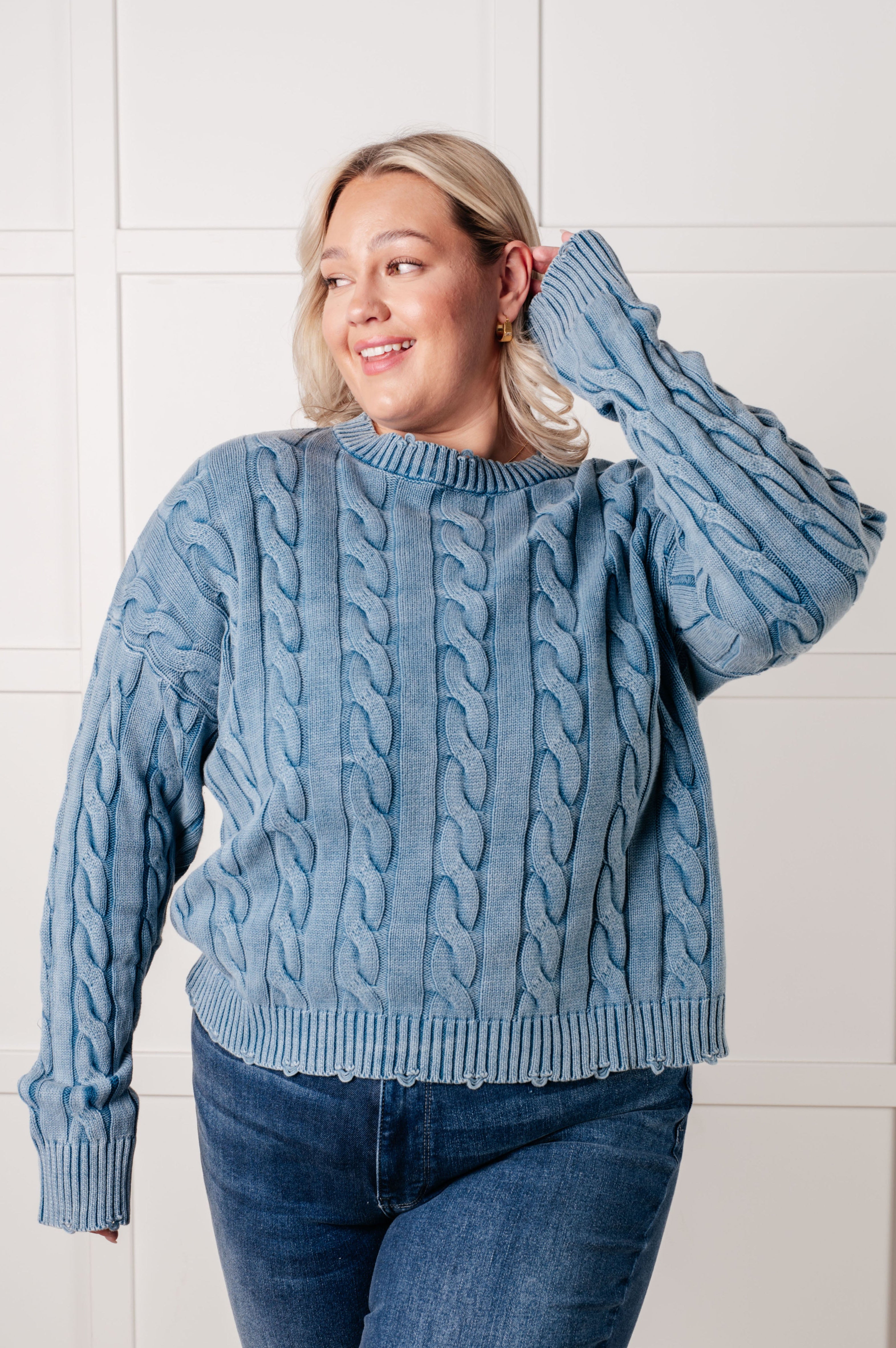 In the Right Direction Cable Knit Sweater-Tops-Stay Foxy Boutique, Florissant, Missouri