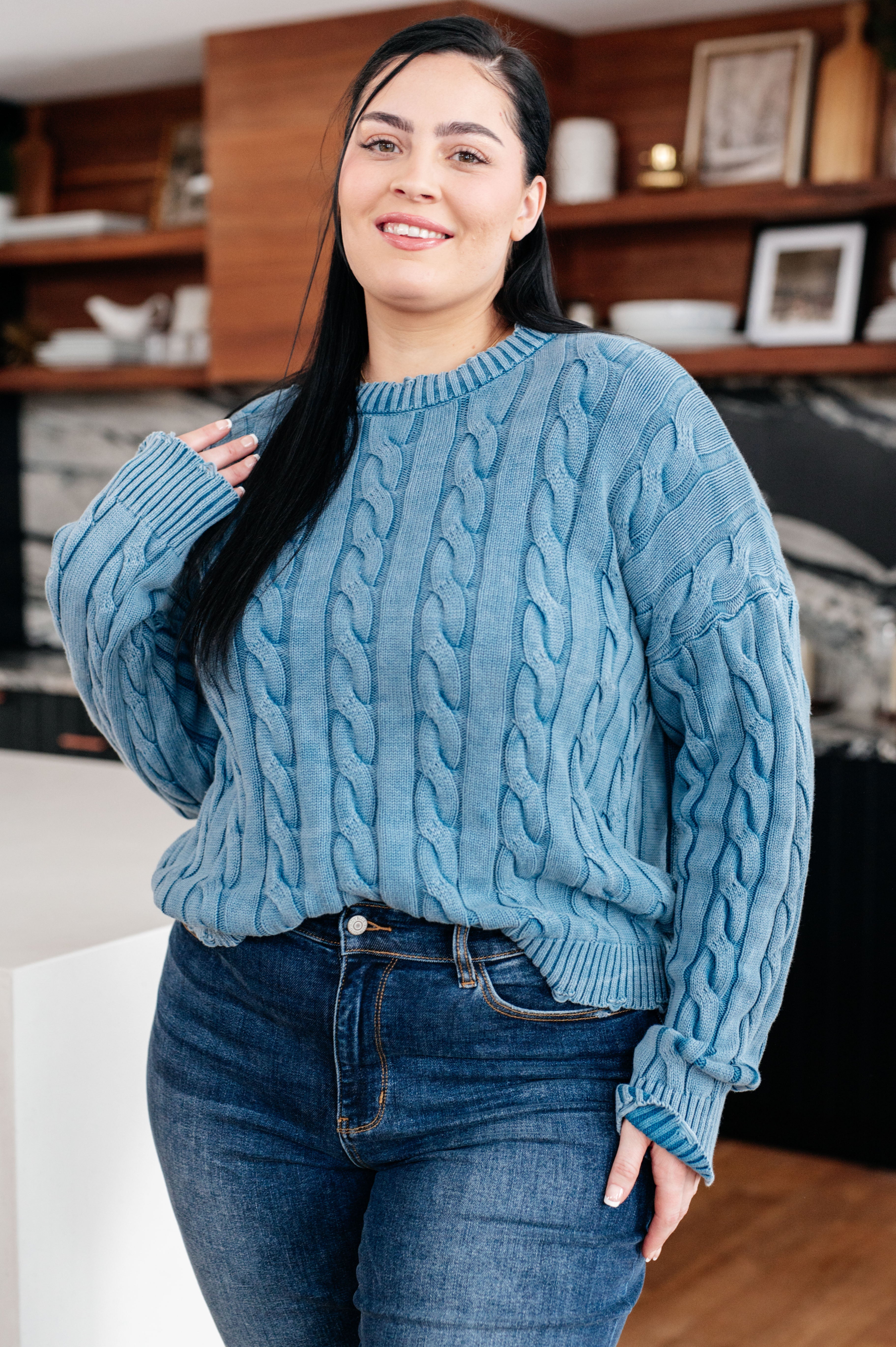 In the Right Direction Cable Knit Sweater-Tops-Stay Foxy Boutique, Florissant, Missouri