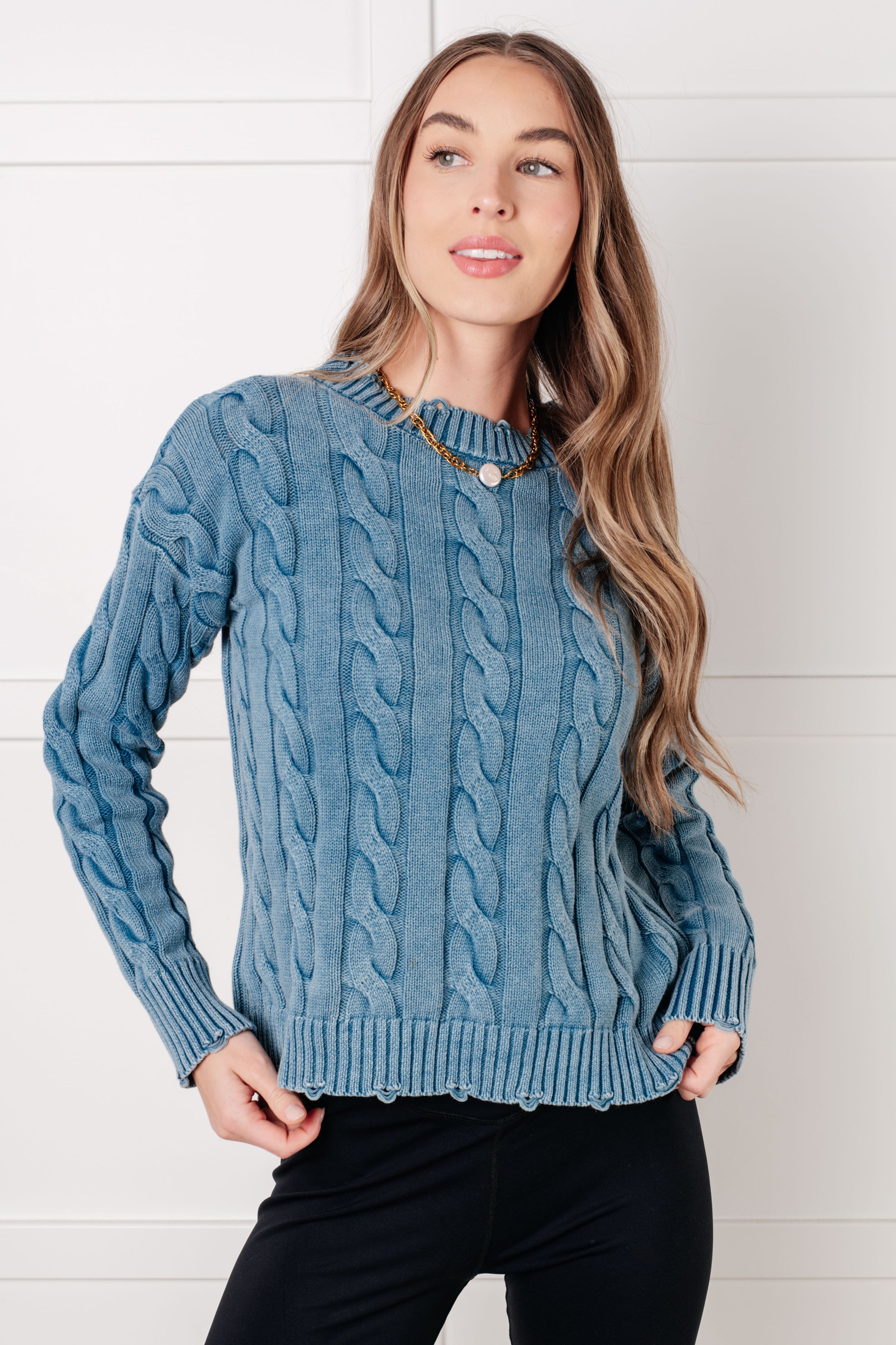 In the Right Direction Cable Knit Sweater-Tops-Stay Foxy Boutique, Florissant, Missouri