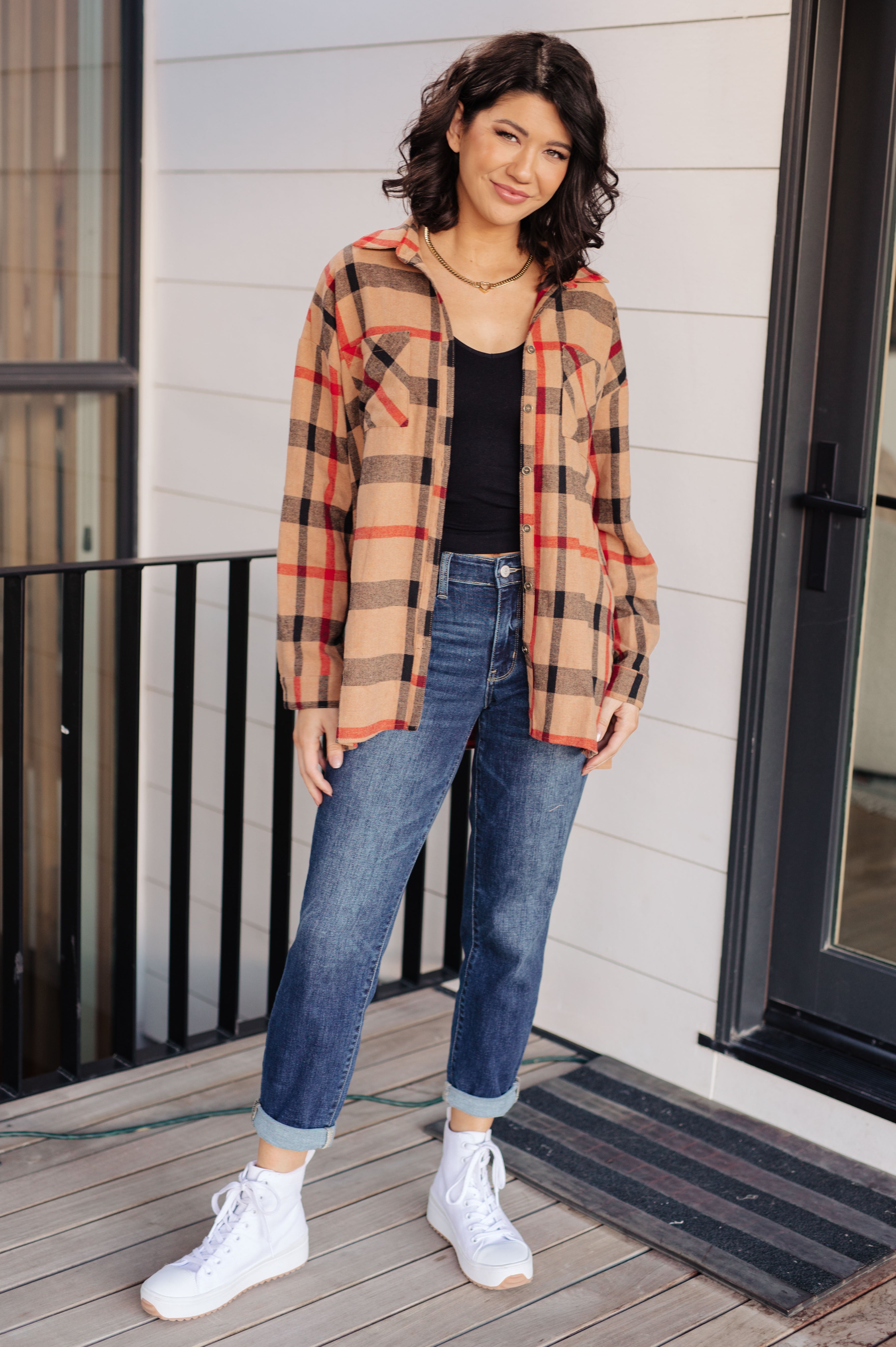 Is It Really Oversized Plaid Button Up-Tops-Stay Foxy Boutique, Florissant, Missouri