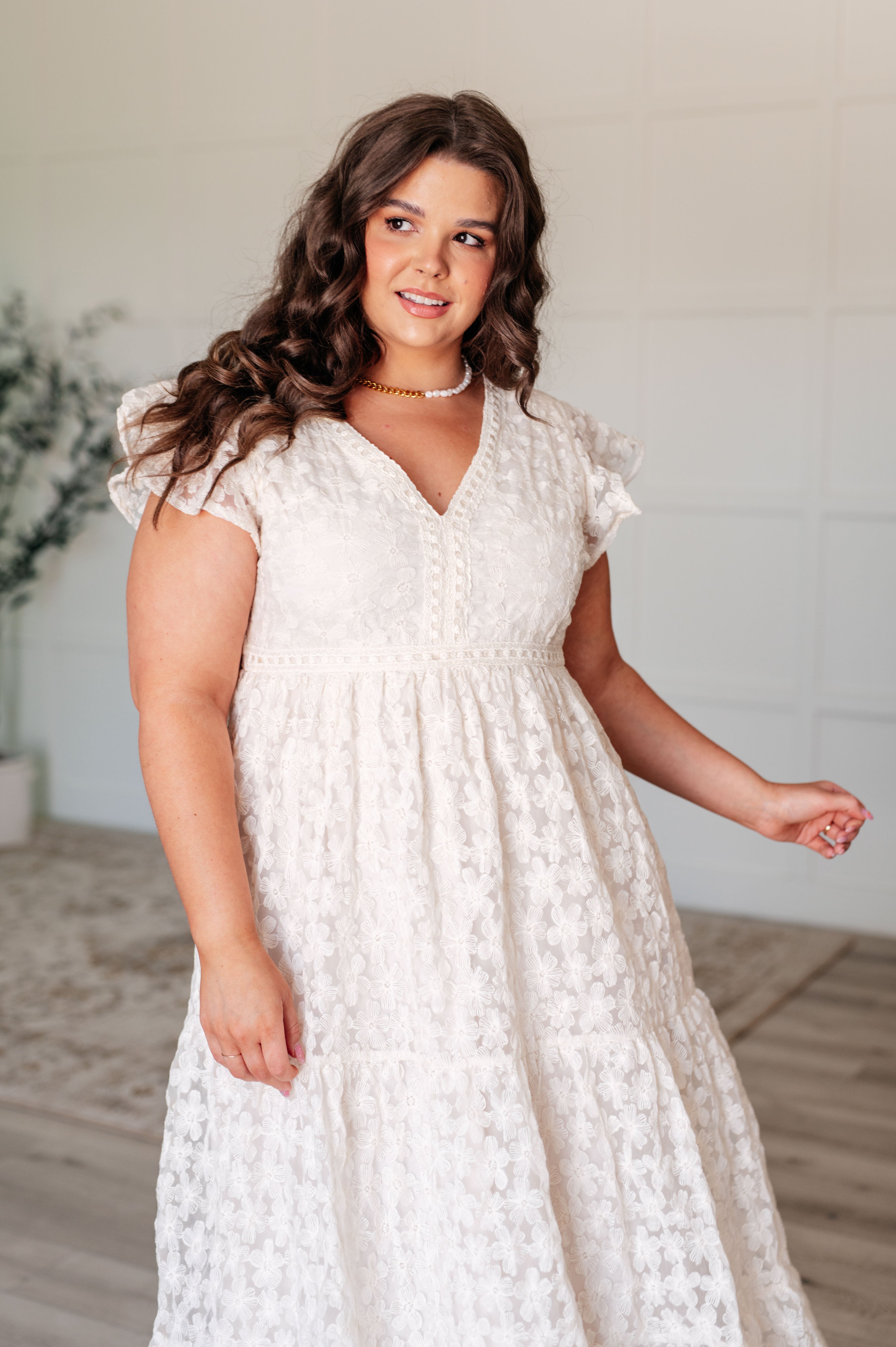 It's Giving Goddess V-Neck Flutter Sleeve Dress-Dresses-Stay Foxy Boutique, Florissant, Missouri