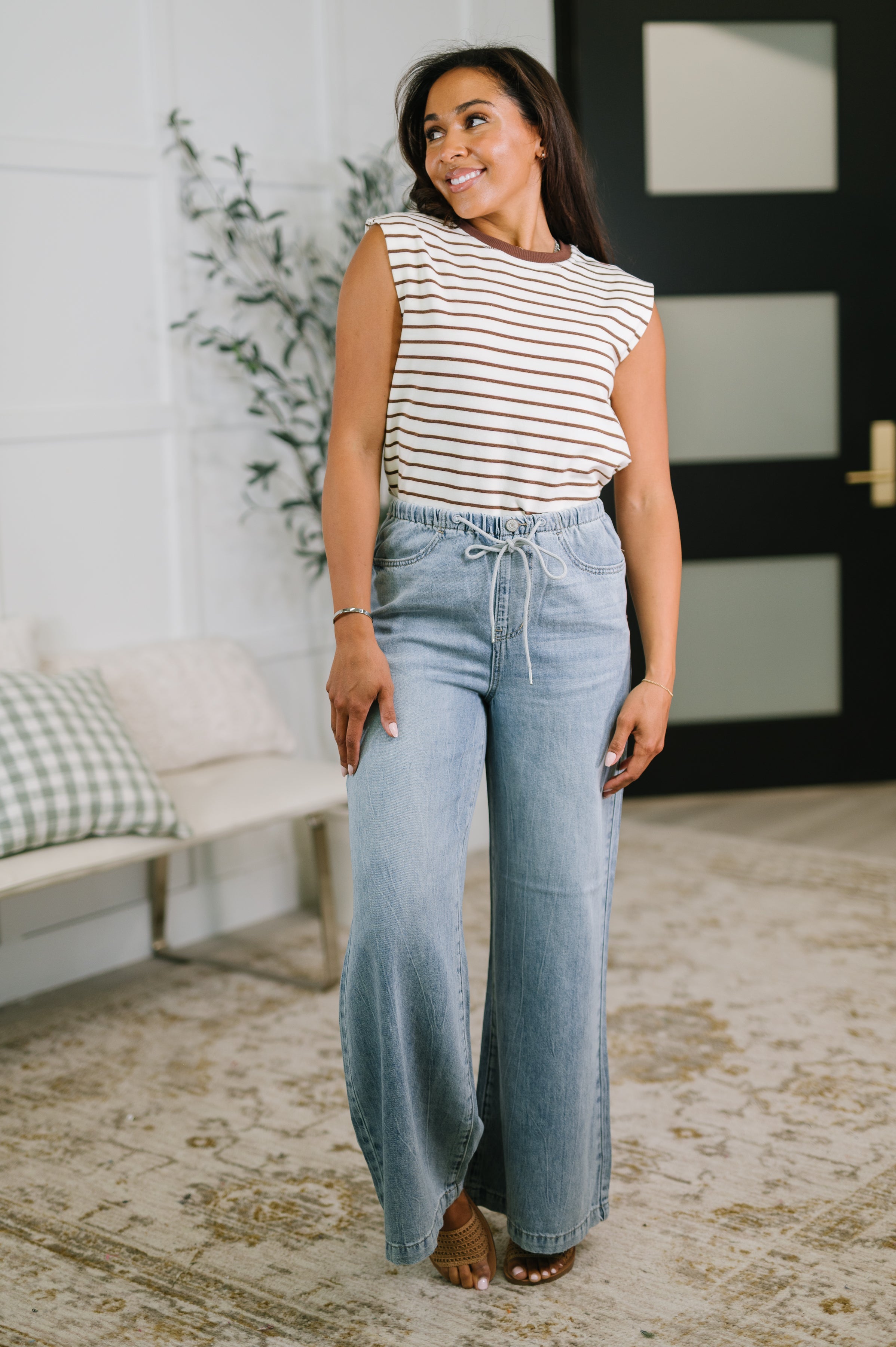 Monica High Waist Palazzo Featherweight with Drawcord-Womens-Stay Foxy Boutique, Florissant, Missouri