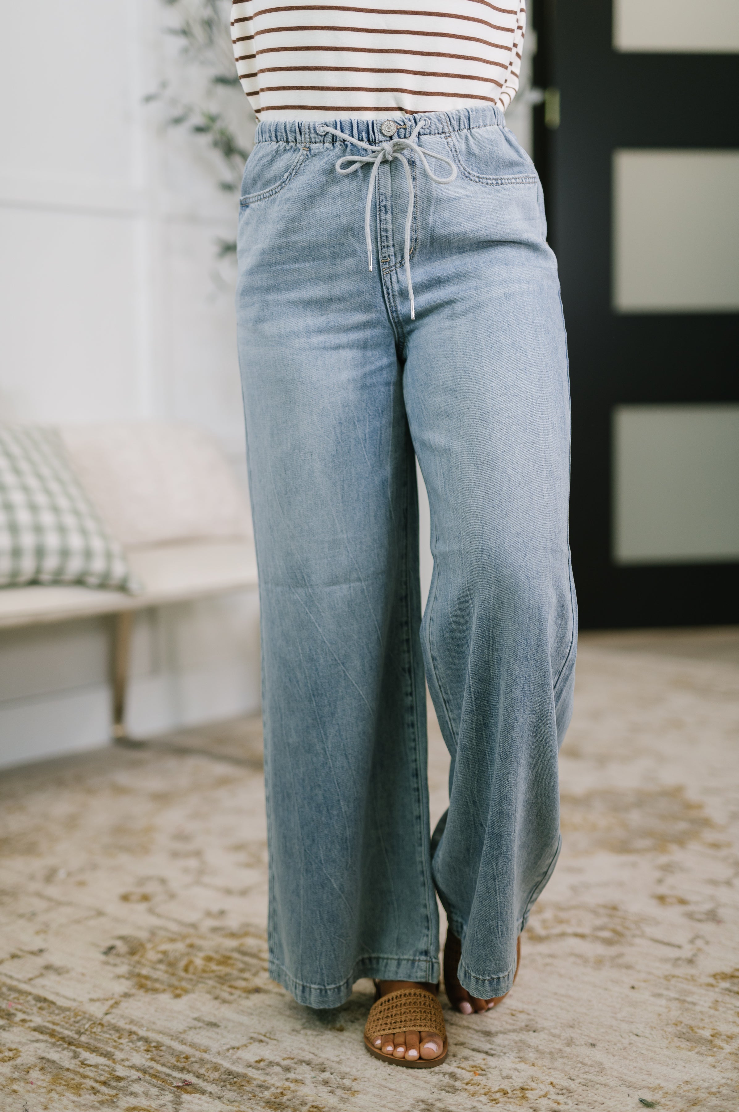Monica High Waist Palazzo Featherweight with Drawcord-Womens-Stay Foxy Boutique, Florissant, Missouri