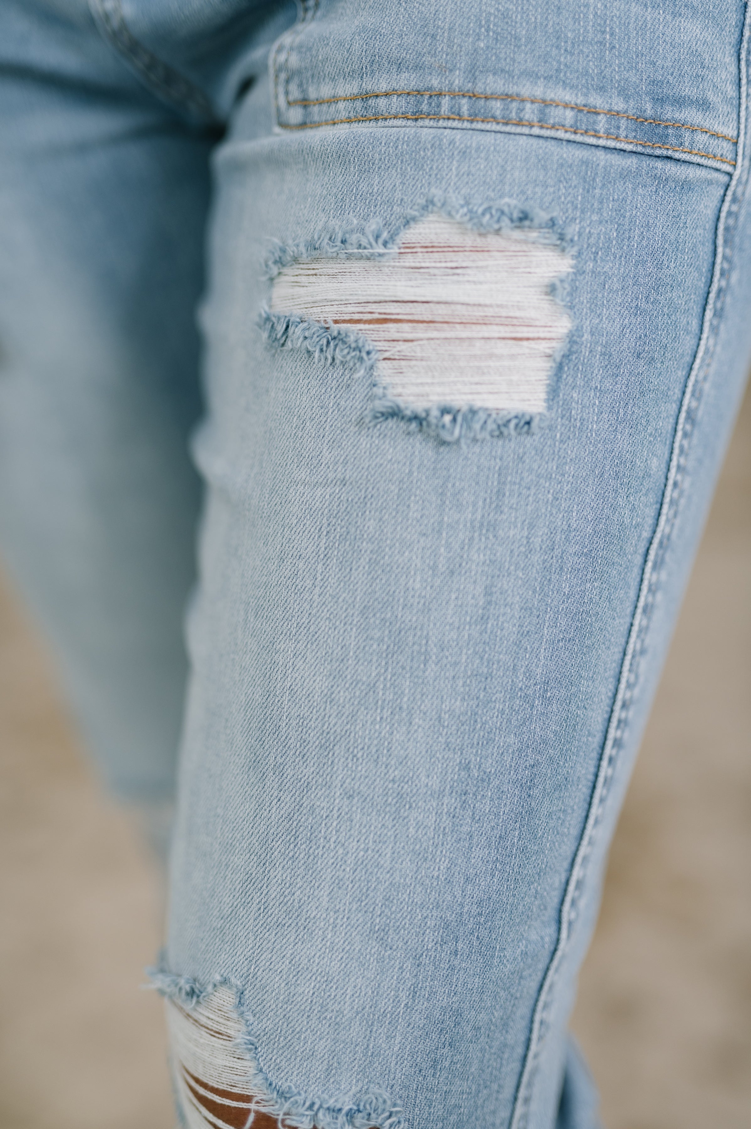 Aiden High Rise Patch Pocket Distressed Boyfriend Jeans-Denim-Stay Foxy Boutique, Florissant, Missouri