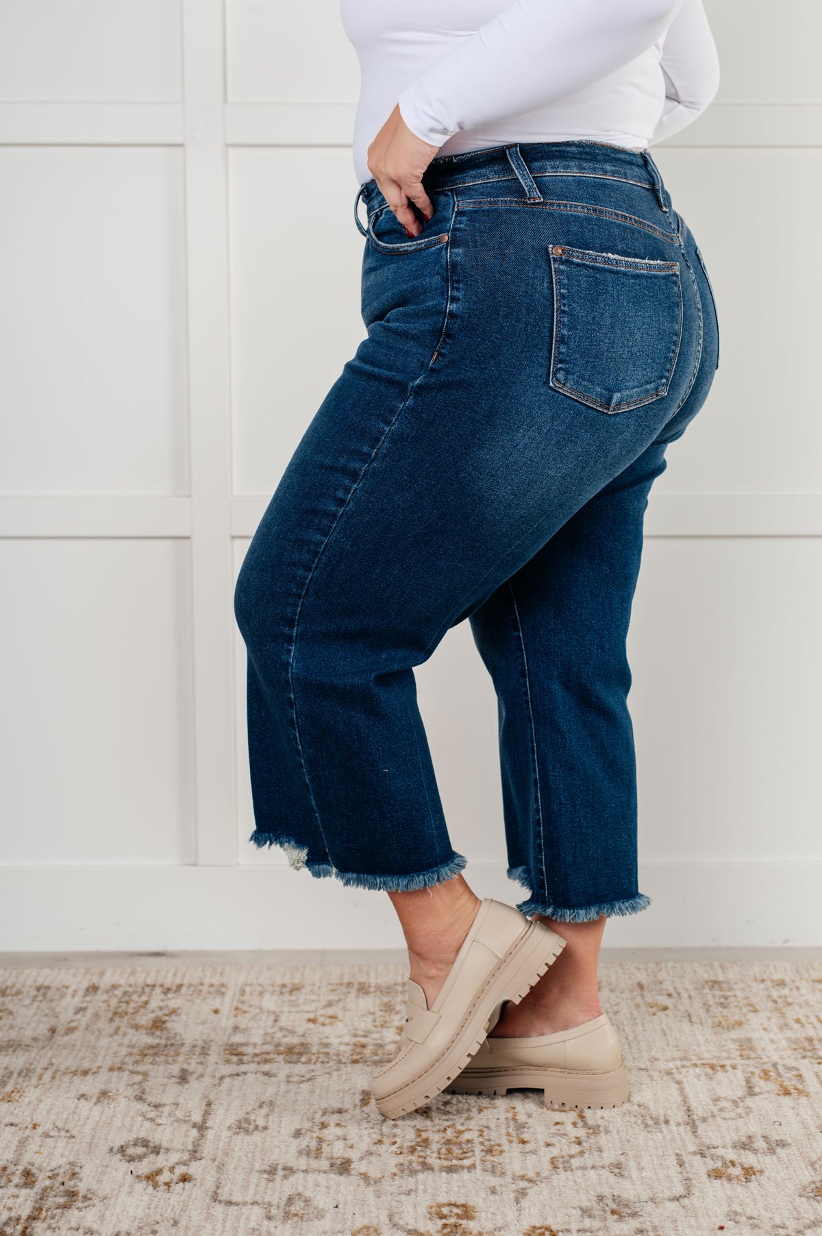 Janice High Rise Button Fly Wide Leg Crop Jeans-Womens-Stay Foxy Boutique, Florissant, Missouri