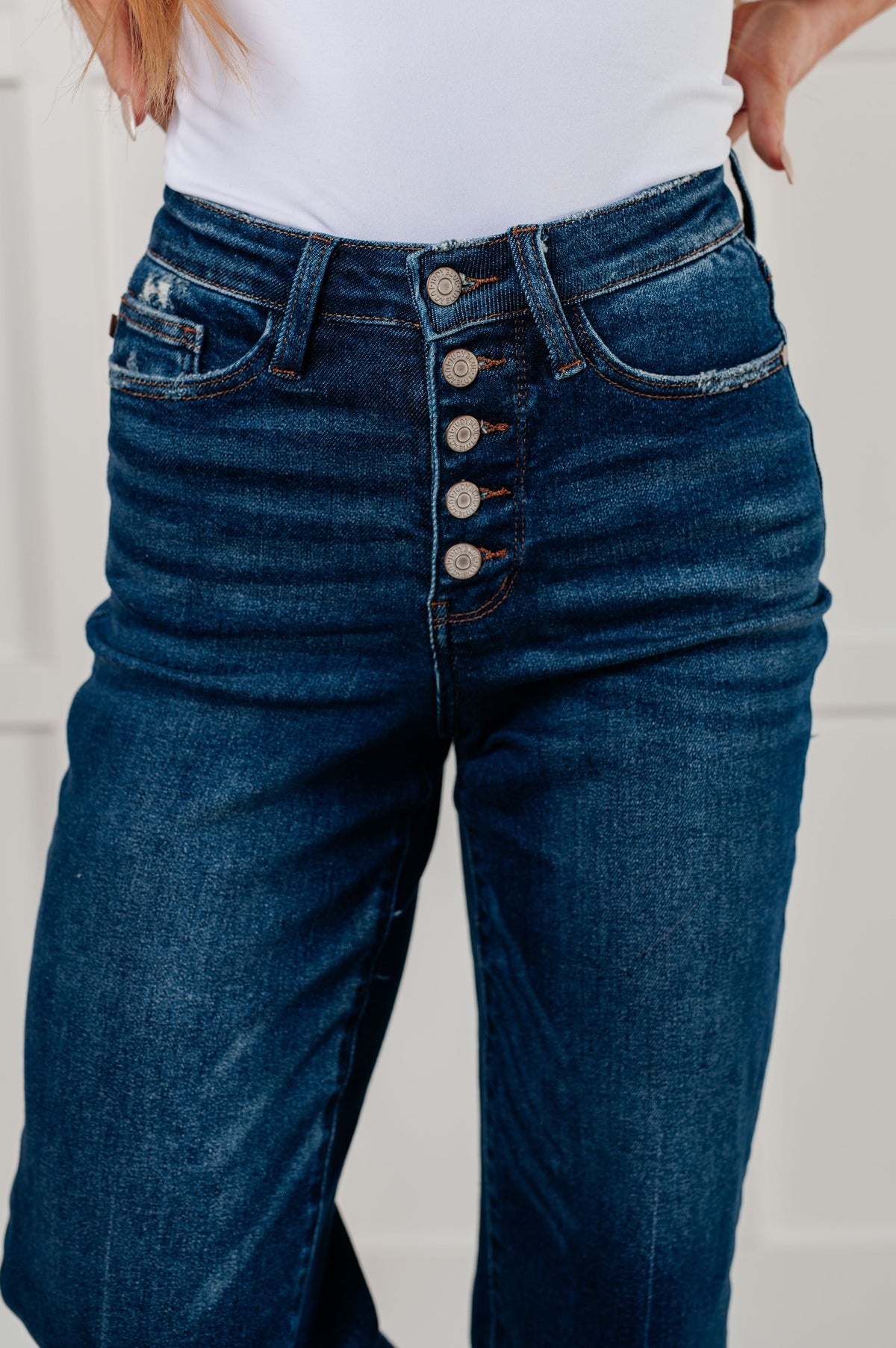 Janice High Rise Button Fly Wide Leg Crop Jeans-Womens-Stay Foxy Boutique, Florissant, Missouri