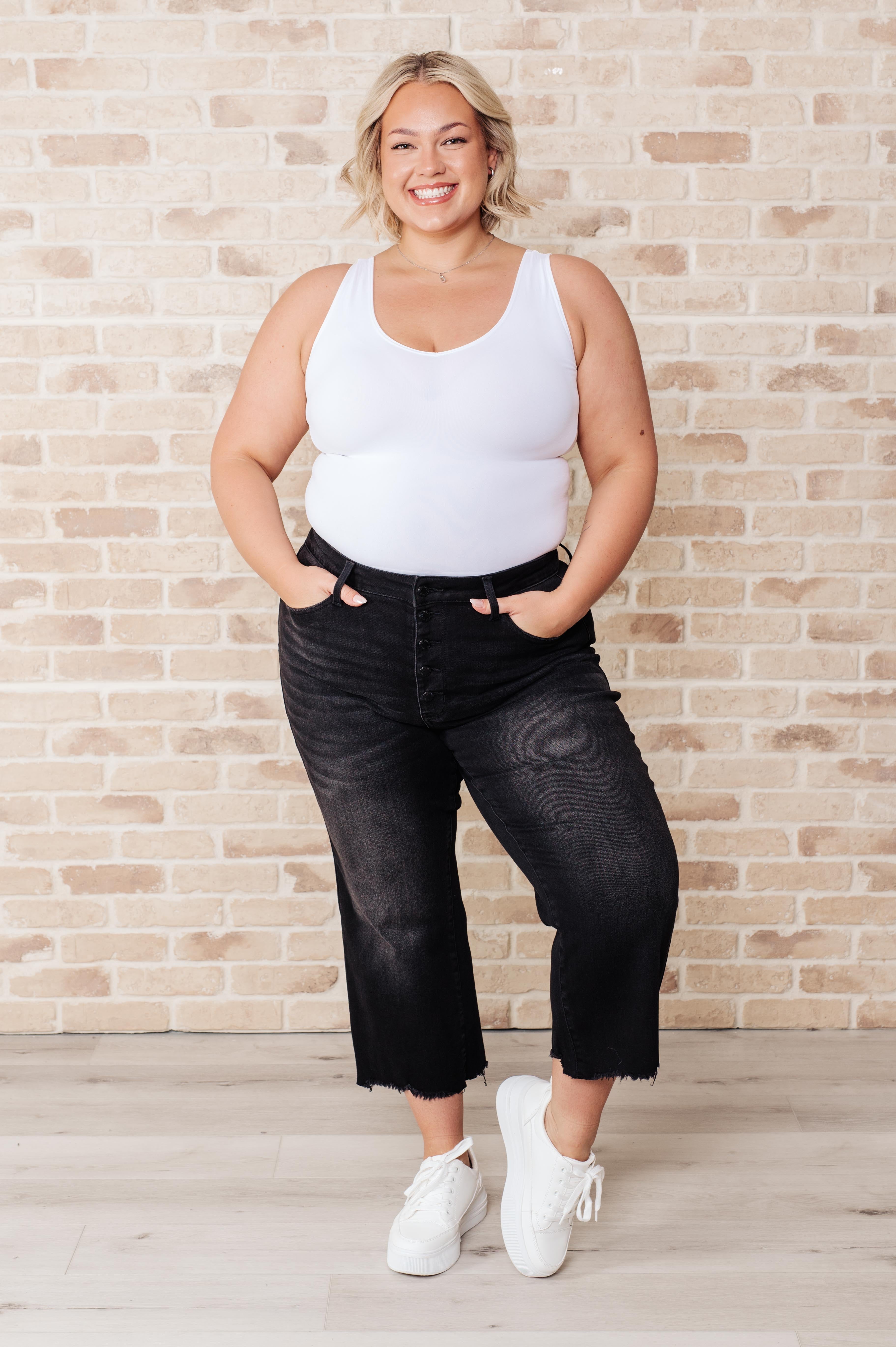 Ryan High Rise Button Fly Wide Leg Crop Jeans-Womens-Stay Foxy Boutique, Florissant, Missouri