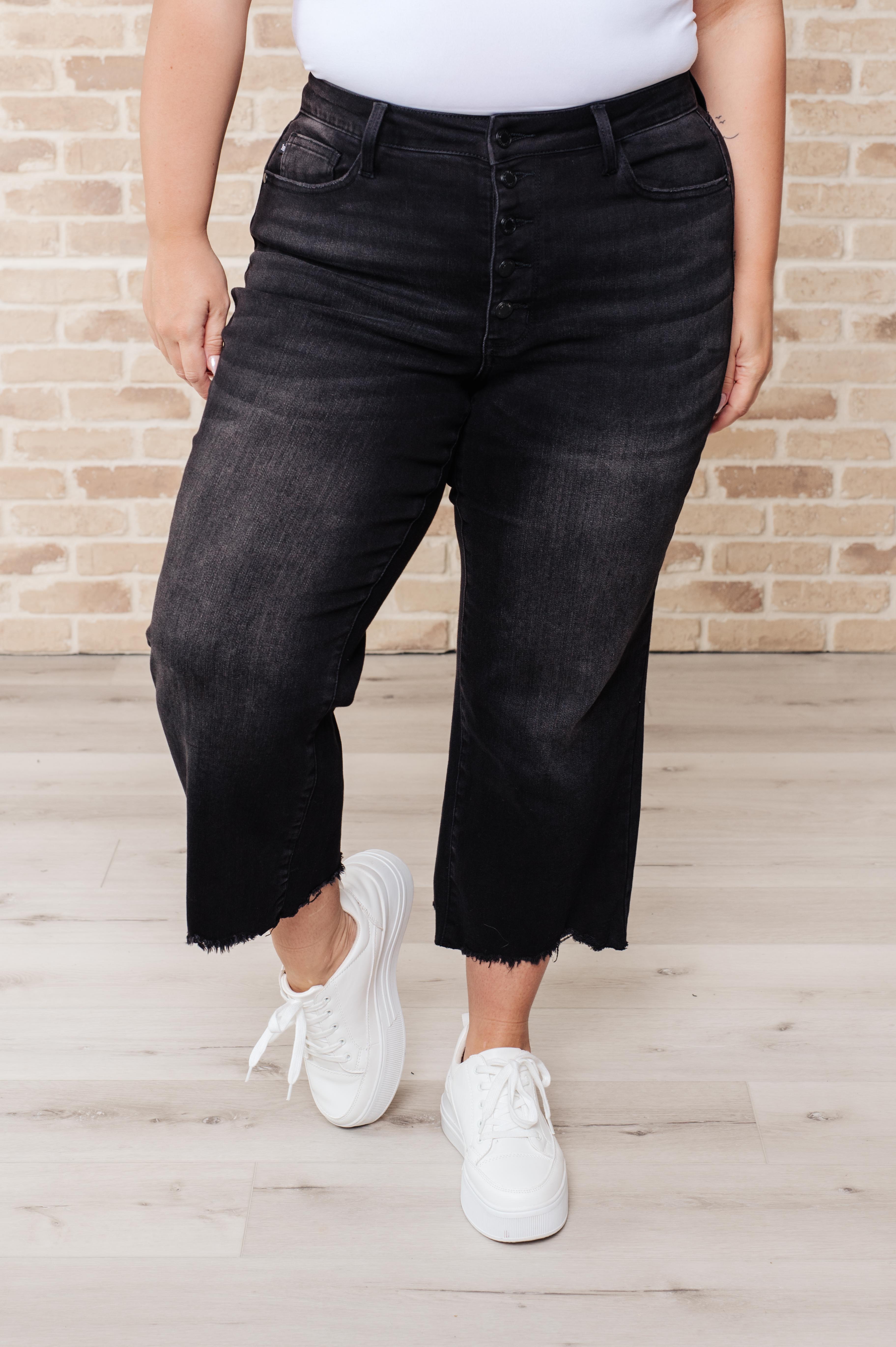 Ryan High Rise Button Fly Wide Leg Crop Jeans-Womens-Stay Foxy Boutique, Florissant, Missouri