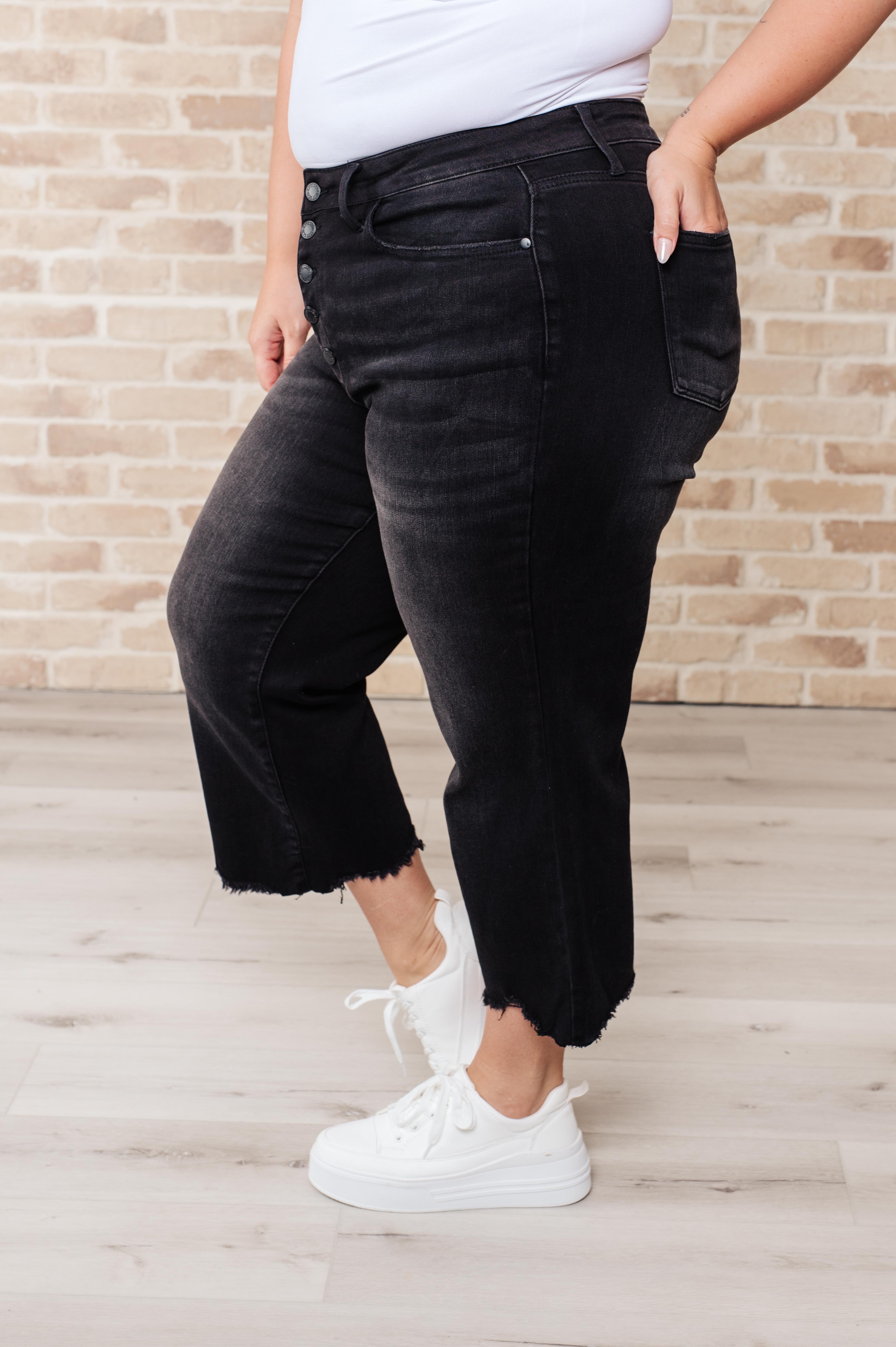 Ryan High Rise Button Fly Wide Leg Crop Jeans-Womens-Stay Foxy Boutique, Florissant, Missouri