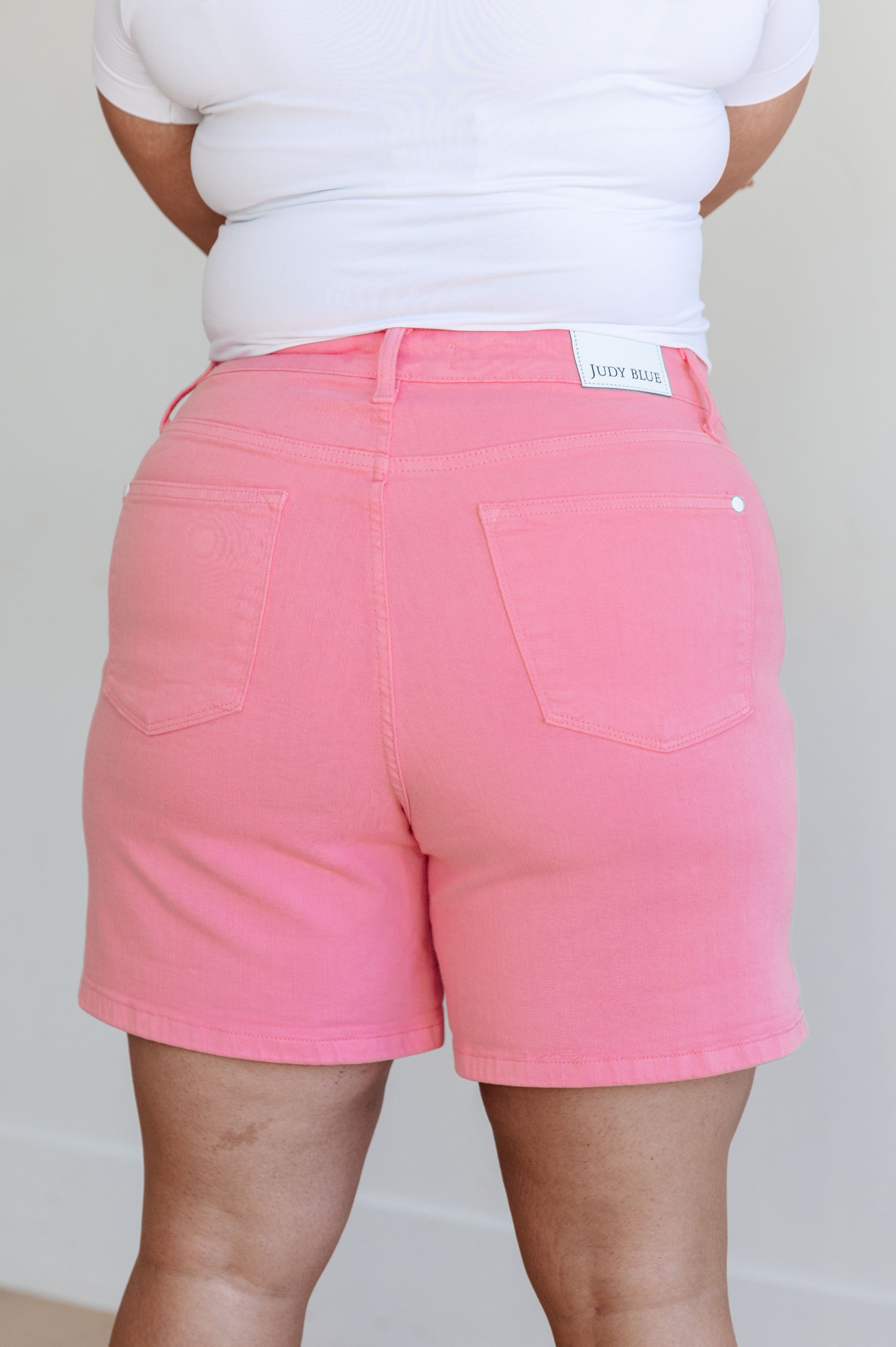 Jenna High Rise Control Top Cuffed Shorts in Pink-Womens-Stay Foxy Boutique, Florissant, Missouri