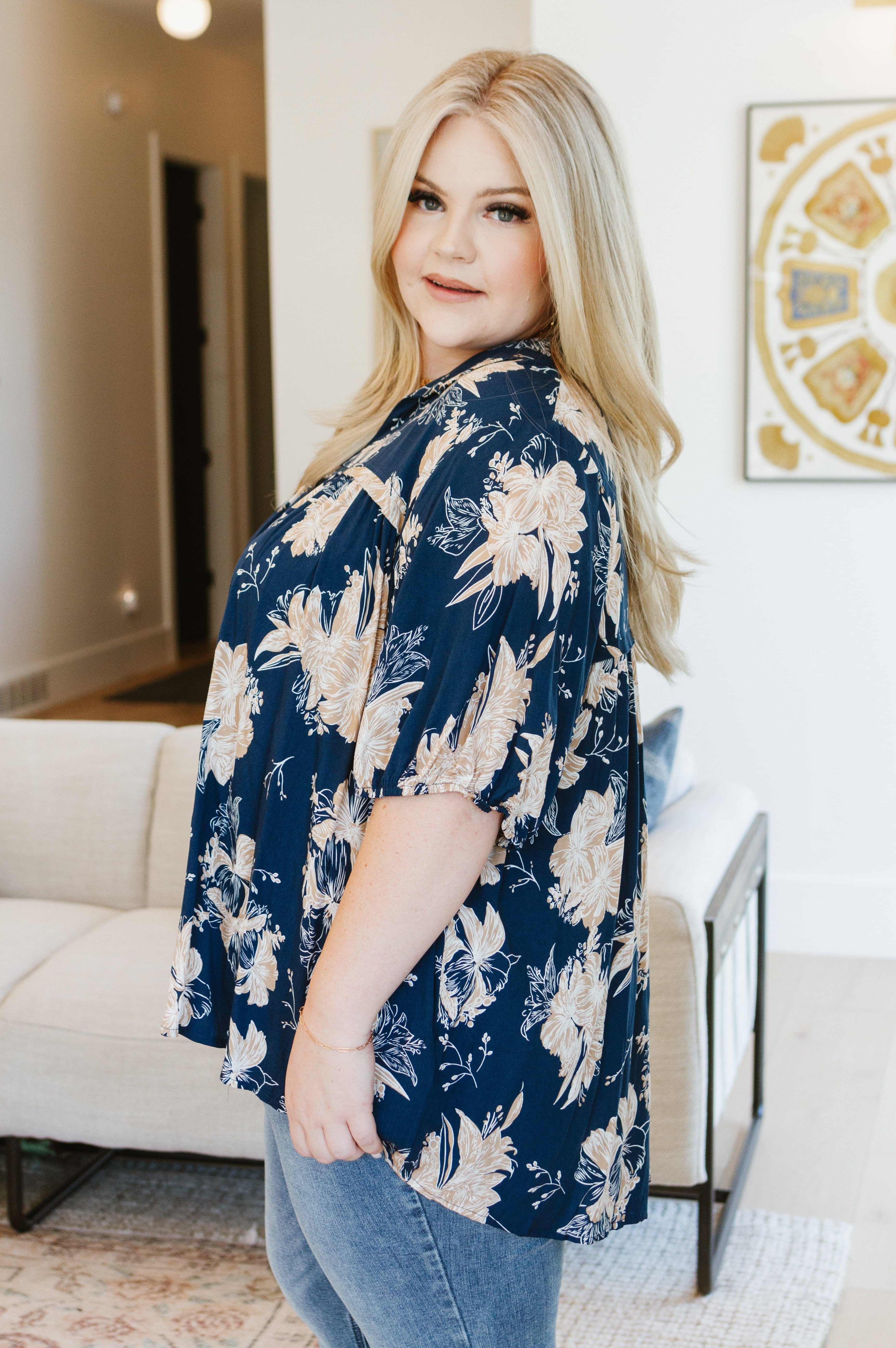 Just Coasting Floral Blouse-Tops-Stay Foxy Boutique, Florissant, Missouri