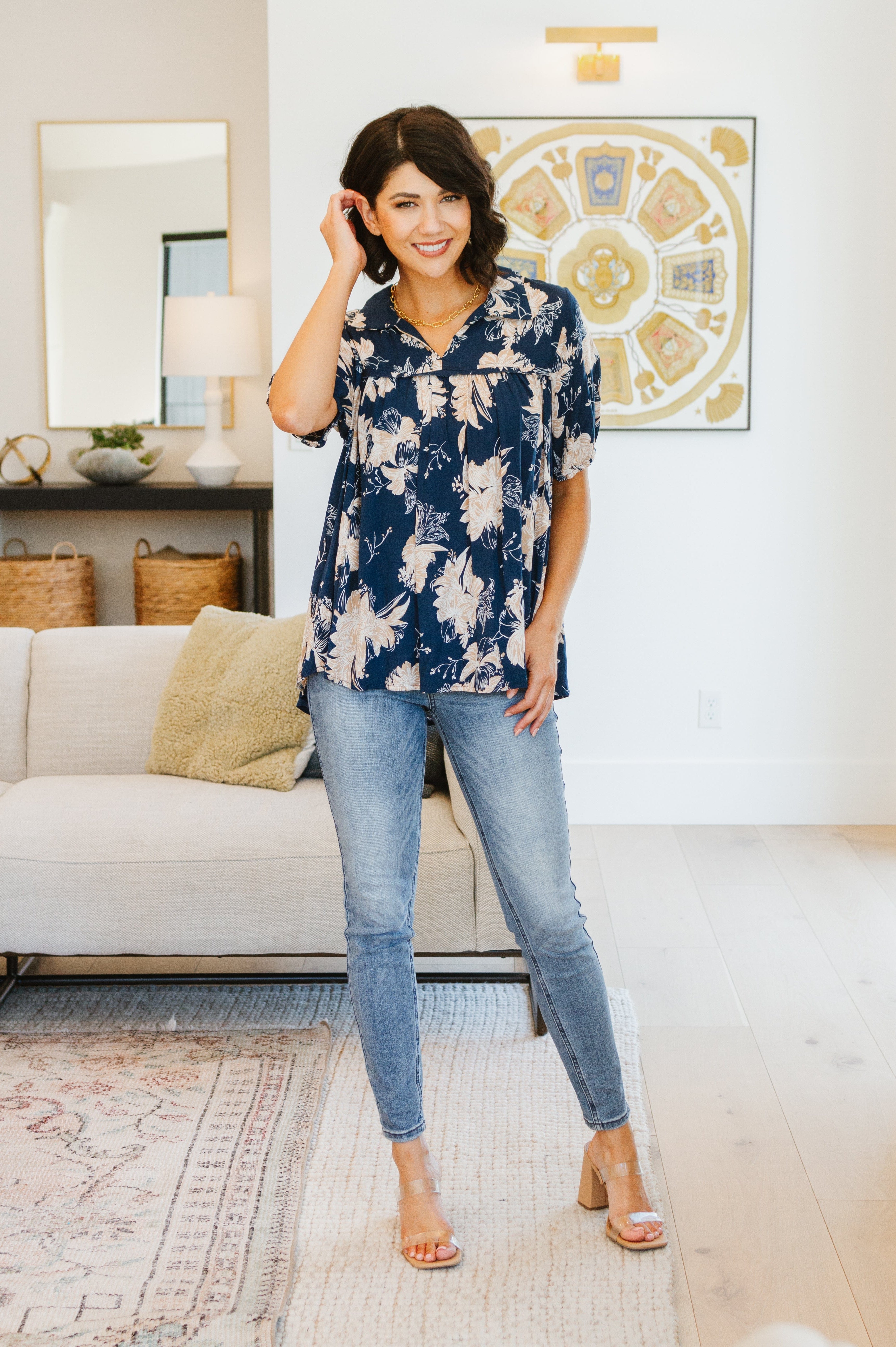 Just Coasting Floral Blouse-Tops-Stay Foxy Boutique, Florissant, Missouri