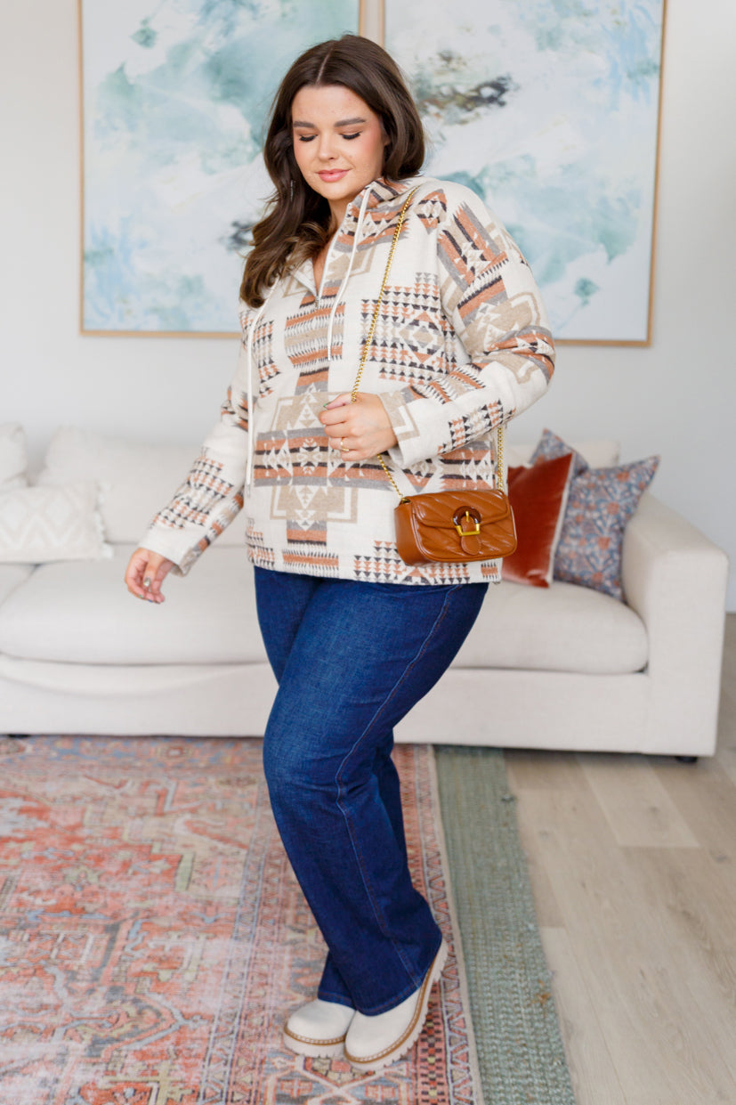 Just Going For It Aztec Hoodie-Tops-Stay Foxy Boutique, Florissant, Missouri