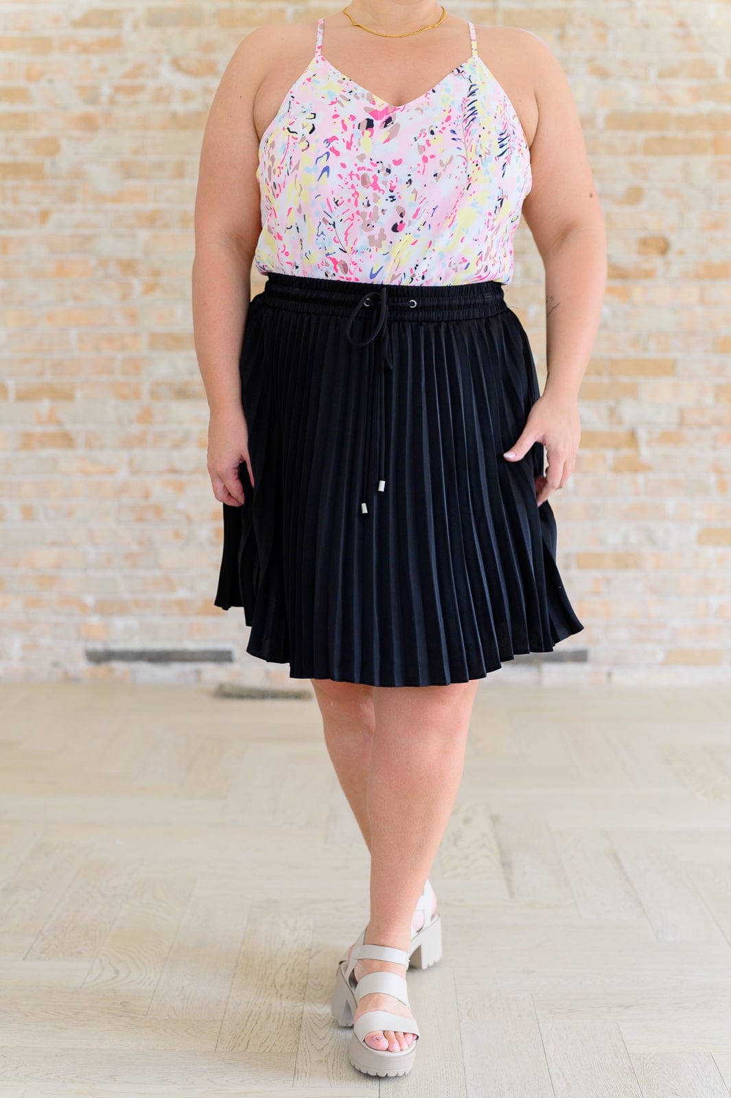Just a Flirt Pleated Skirt in Black-Bottoms-Stay Foxy Boutique, Florissant, Missouri