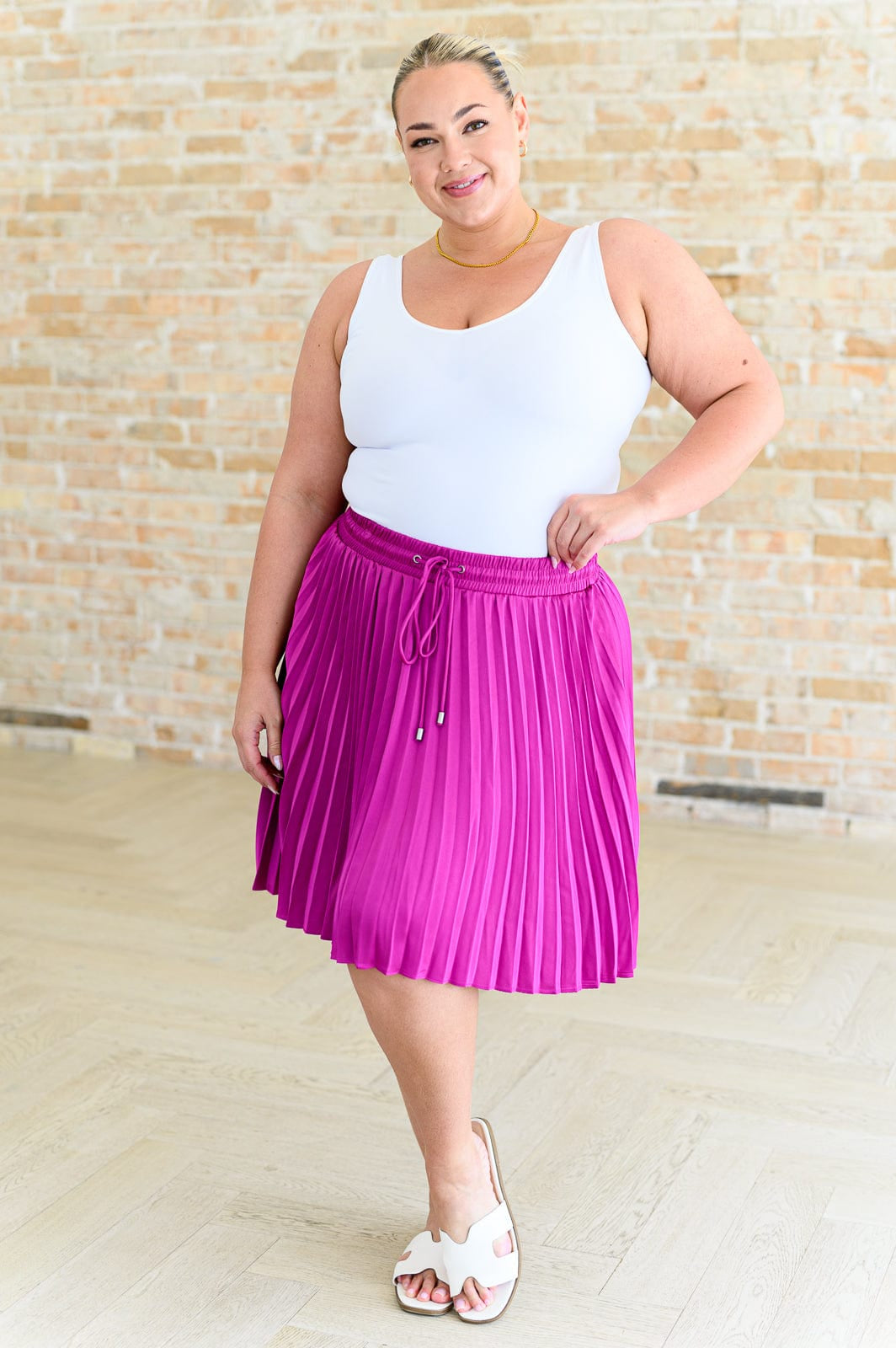 Just a Flirt Pleated Skirt in Magenta-Bottoms-Stay Foxy Boutique, Florissant, Missouri