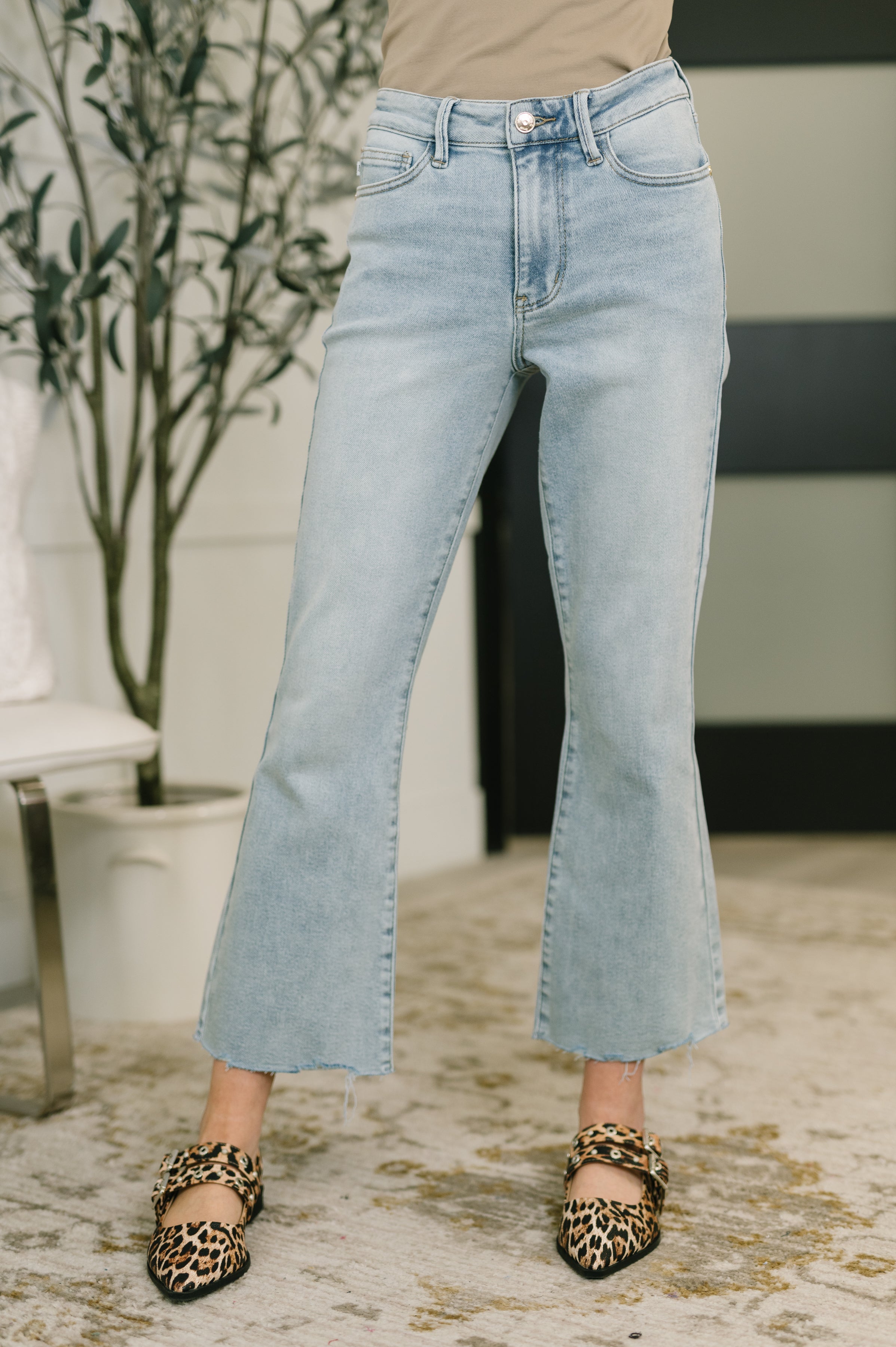 Martha Mid Rise Kick Flare w Raw Hem-Womens-Stay Foxy Boutique, Florissant, Missouri