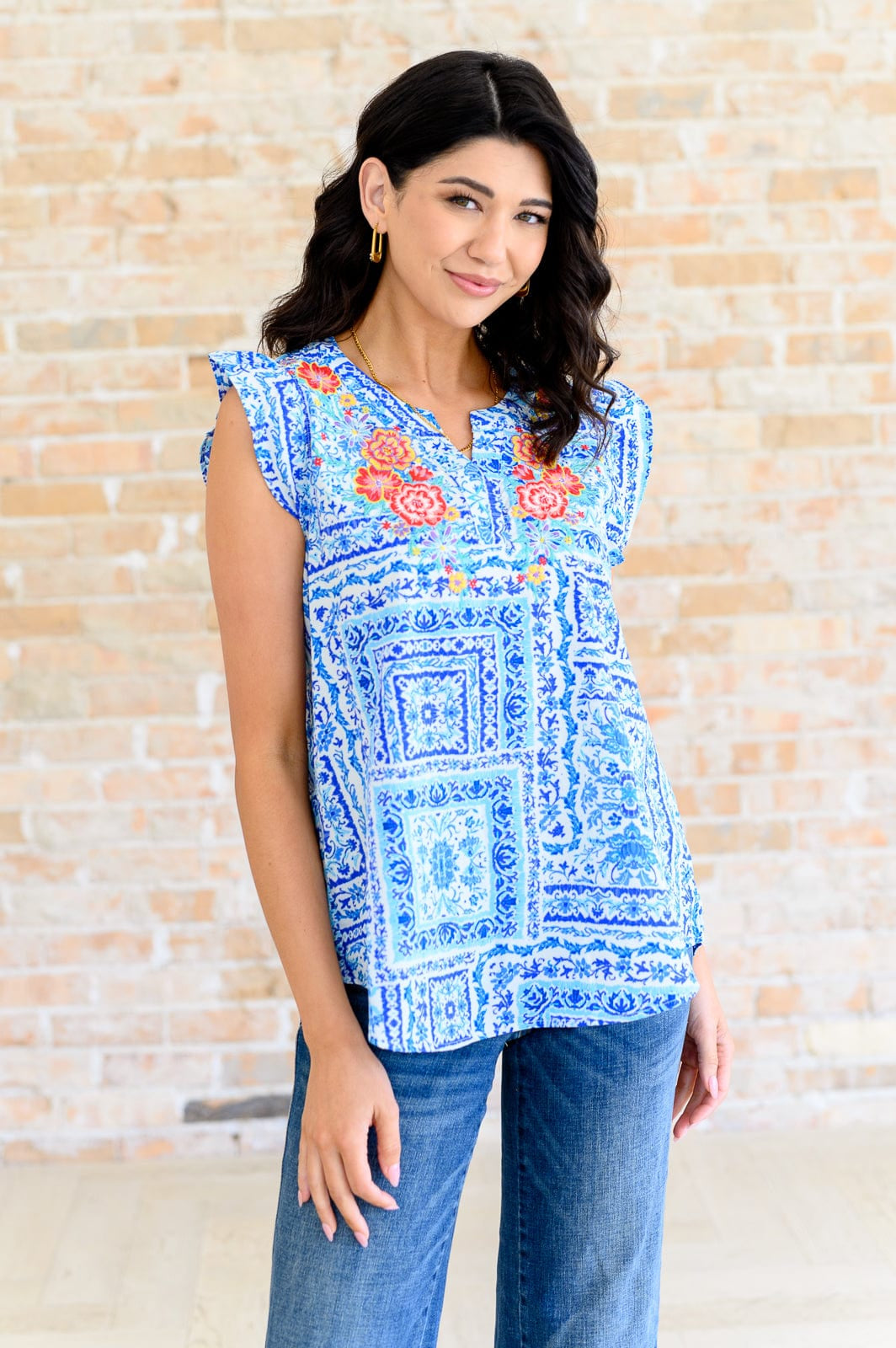 Keep Me Coming V-Neck Top in Ivory Royal-Tops-Stay Foxy Boutique, Florissant, Missouri