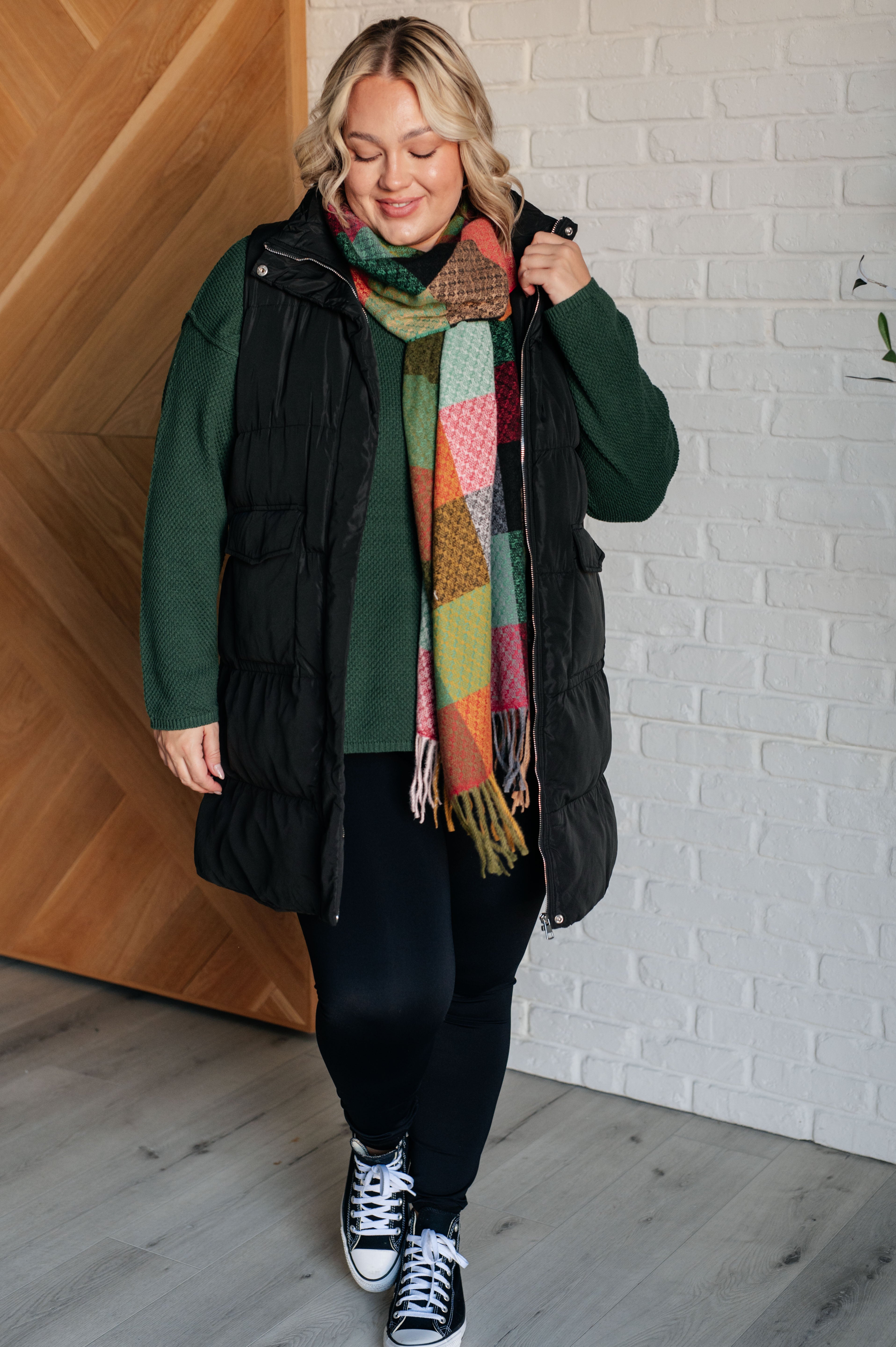 Keep Me Cozy Checkered Fringe Scarf in Berry-Accessories-Stay Foxy Boutique, Florissant, Missouri