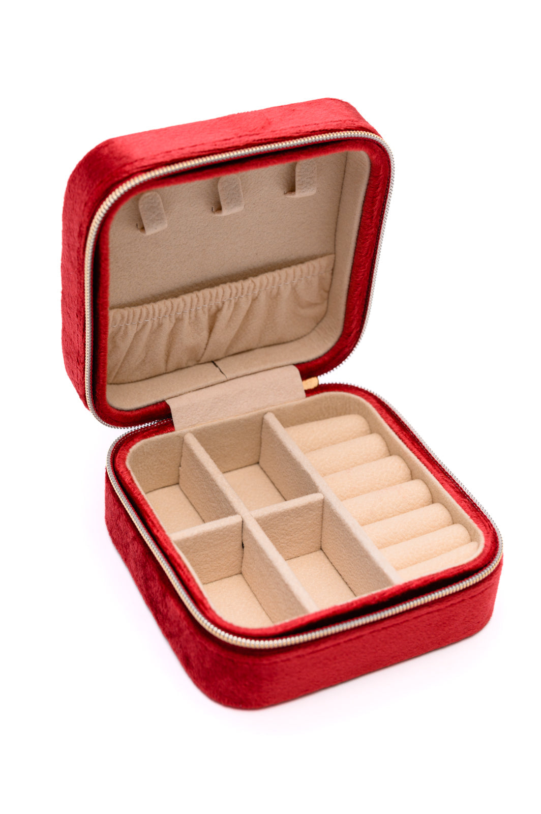 Kept and Carried Velvet Jewelry Box in Red-Accessories-Stay Foxy Boutique, Florissant, Missouri