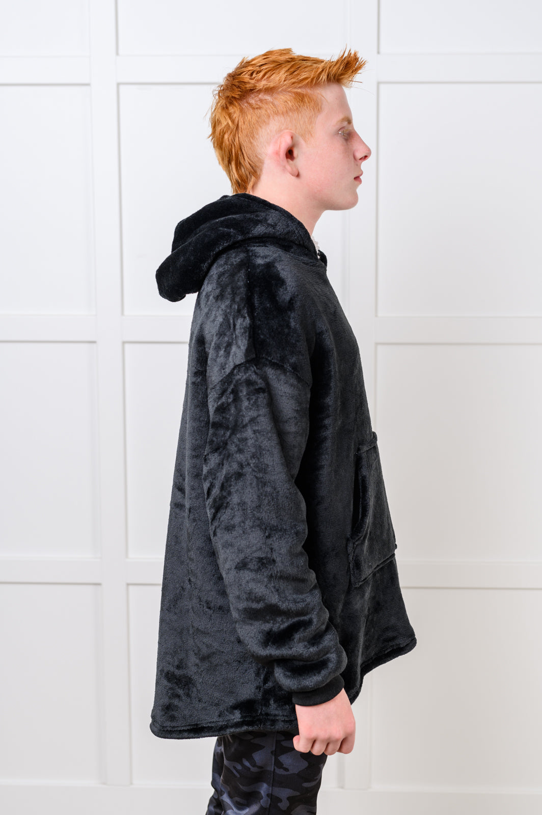 Kids Oversized Hoodie Blanket in Black-Layers-Stay Foxy Boutique, Florissant, Missouri