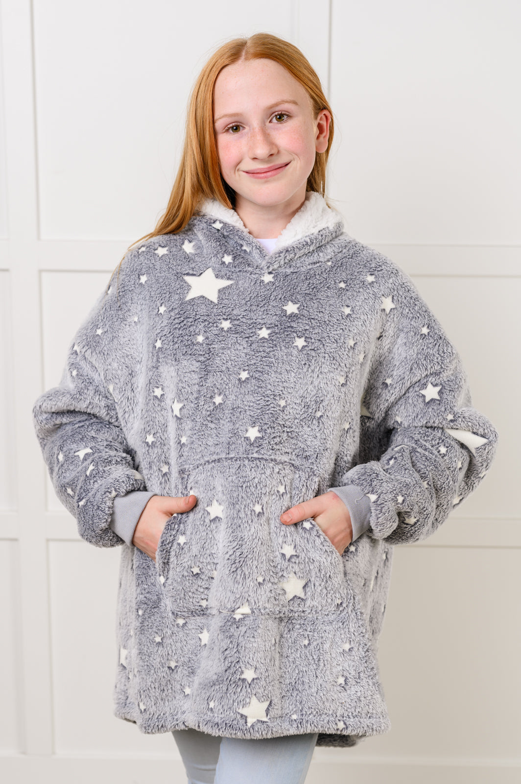 Kids Oversized Hoodie Blanket in Grey Stars-Layers-Stay Foxy Boutique, Florissant, Missouri