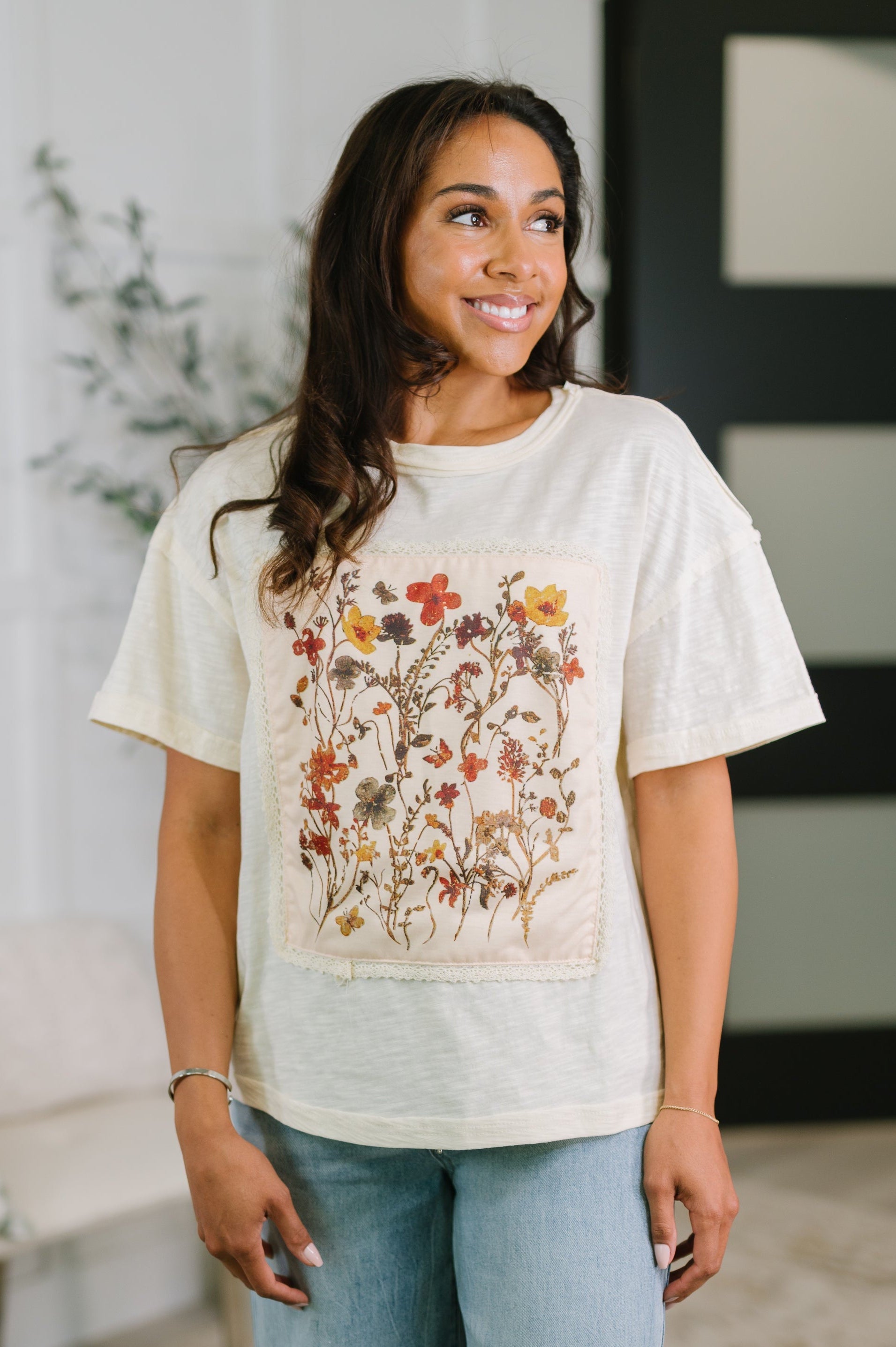 Knee Deep in Flowers We Applique Top-Womens-Stay Foxy Boutique, Florissant, Missouri