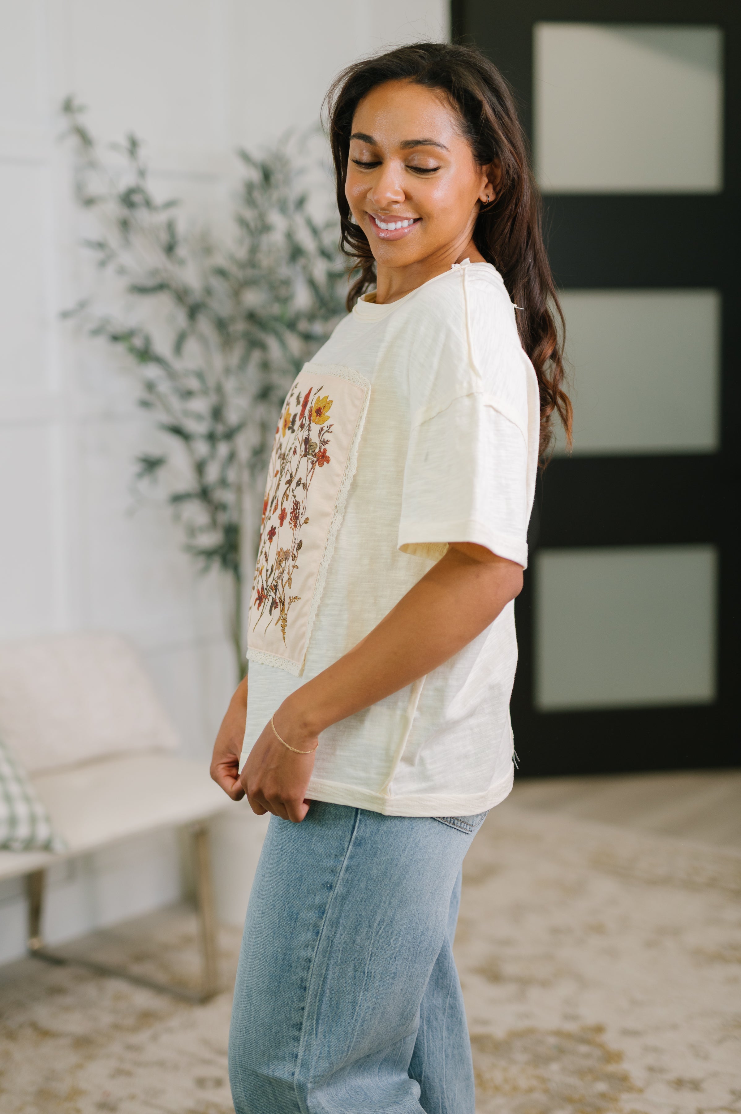 Knee Deep in Flowers We Applique Top-Womens-Stay Foxy Boutique, Florissant, Missouri