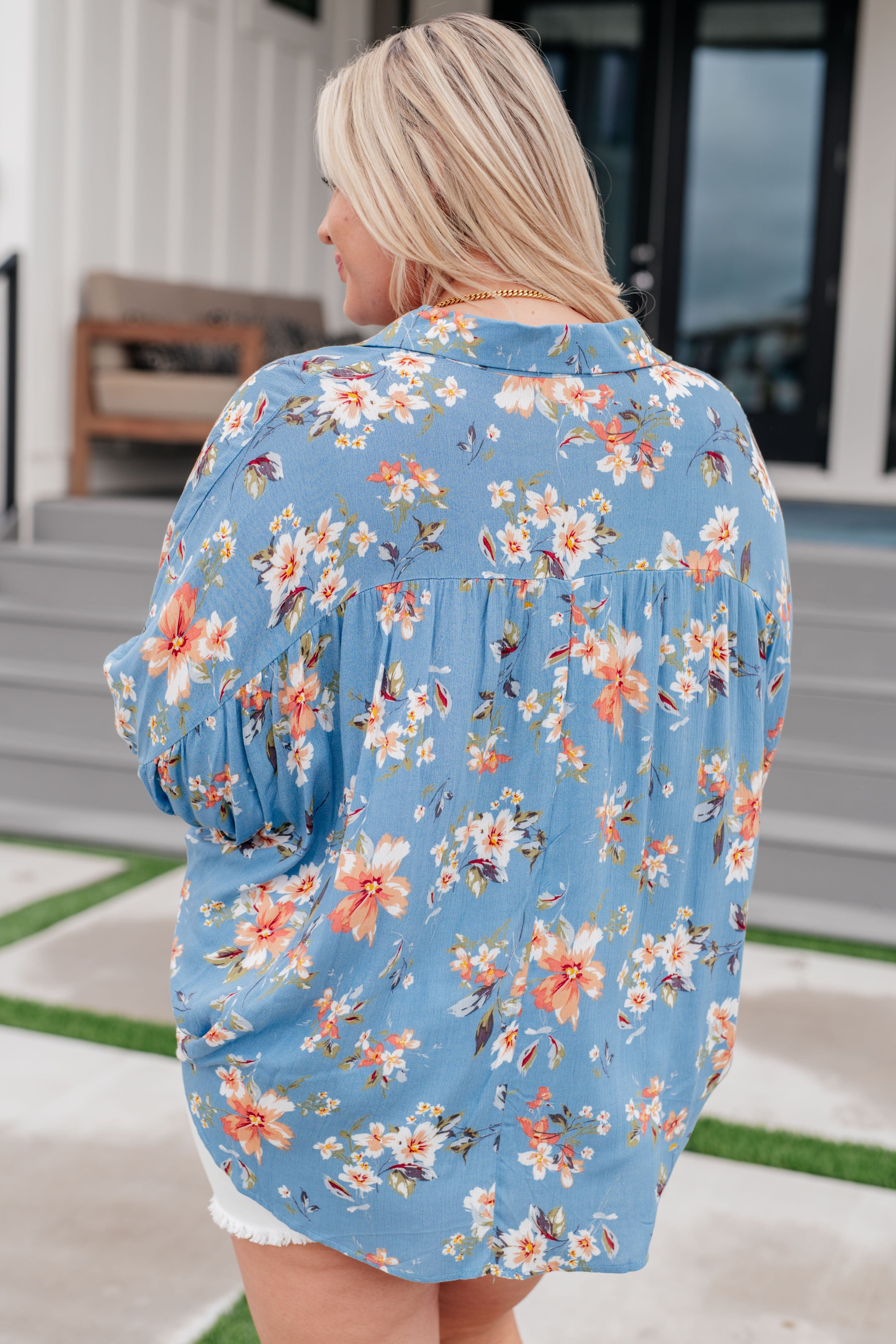 Lanikai Floral Button Down-Tops-Stay Foxy Boutique, Florissant, Missouri