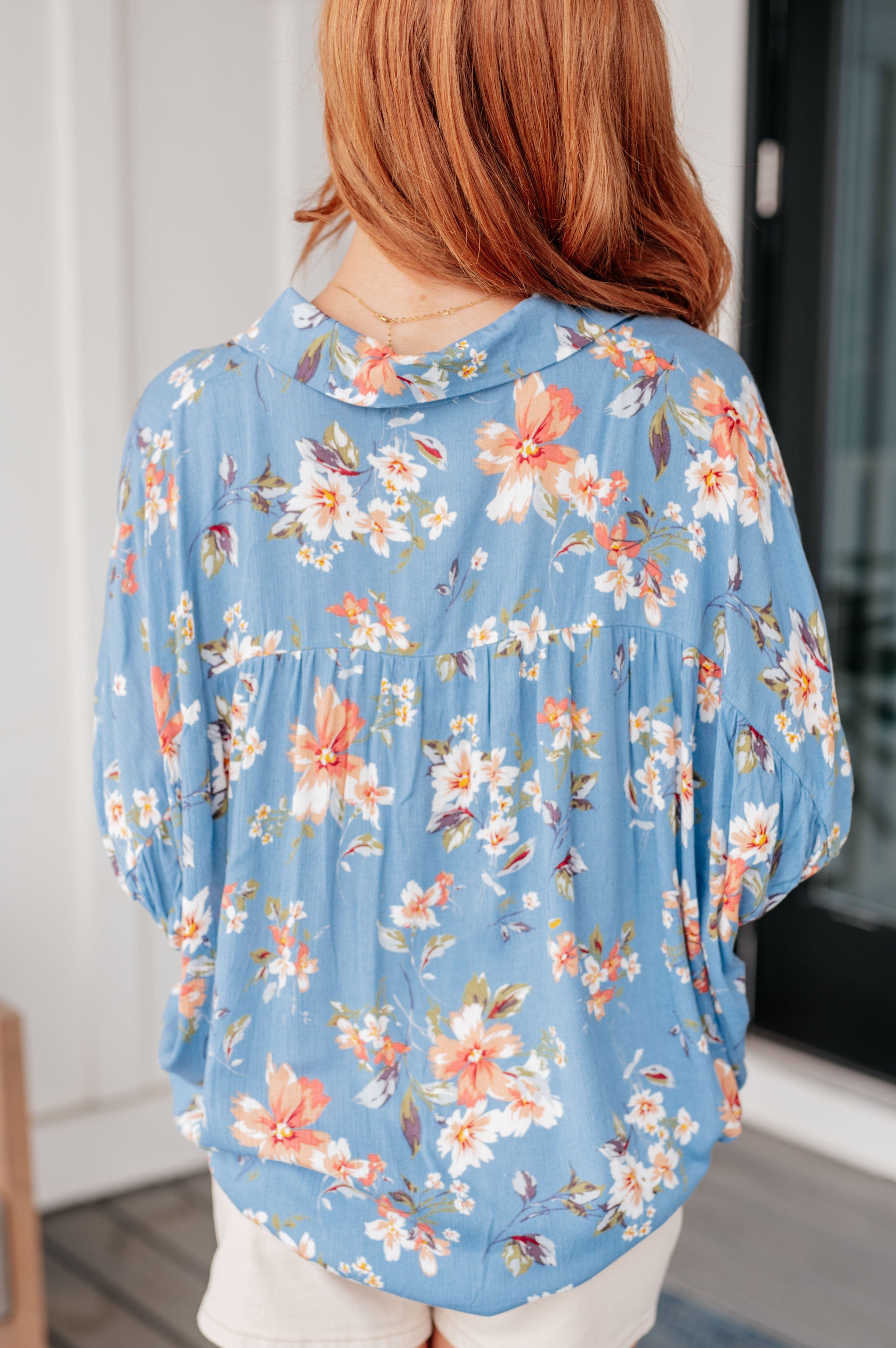 Lanikai Floral Button Down-Tops-Stay Foxy Boutique, Florissant, Missouri